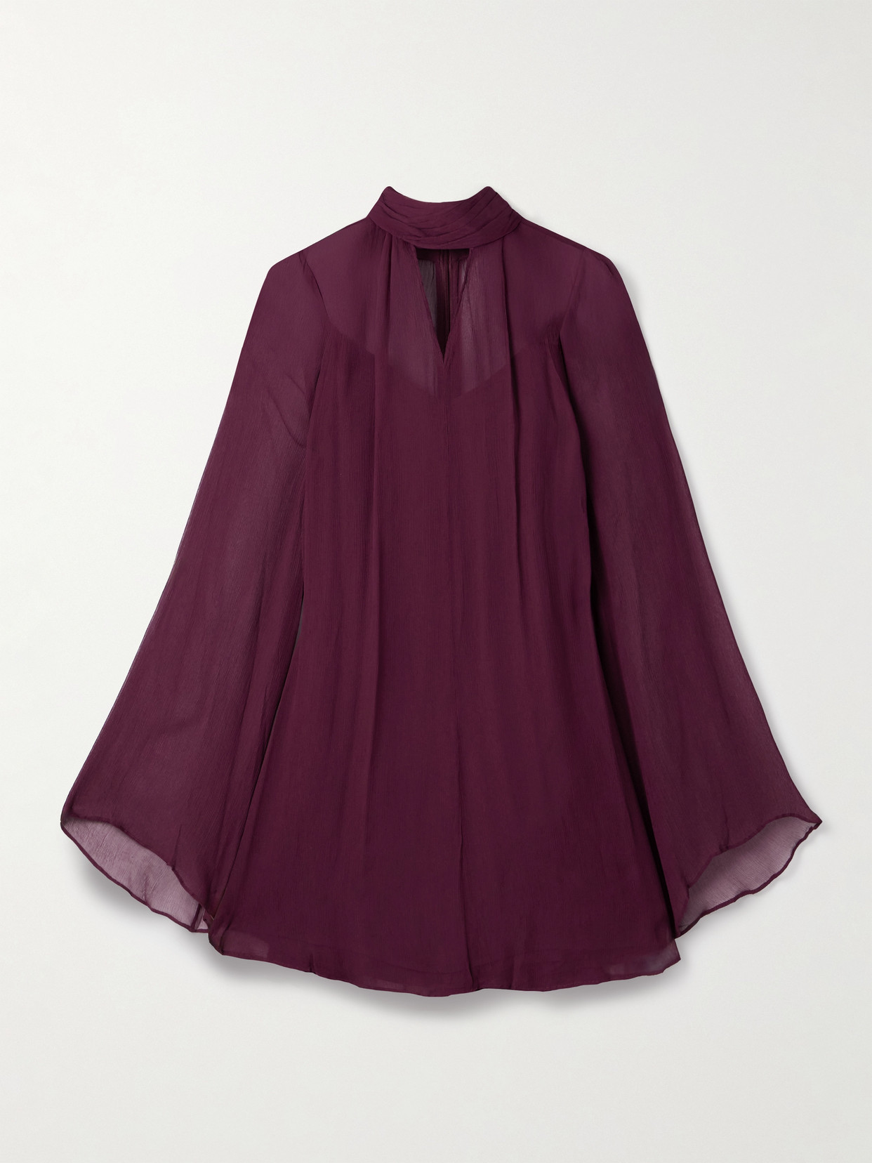 Staud Esther Cutout Crepon Turtleneck Mini Dress In Burgundy