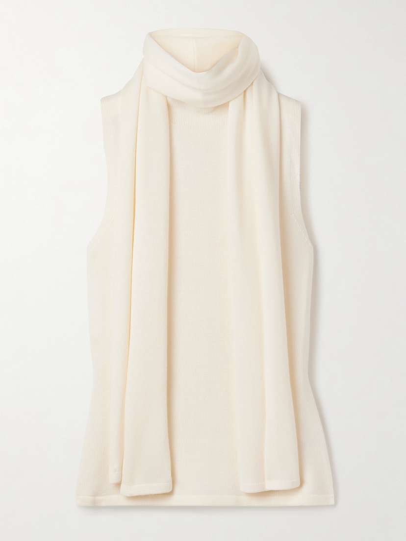 Staud Canal Scarf-detailed Wool Turtleneck Top