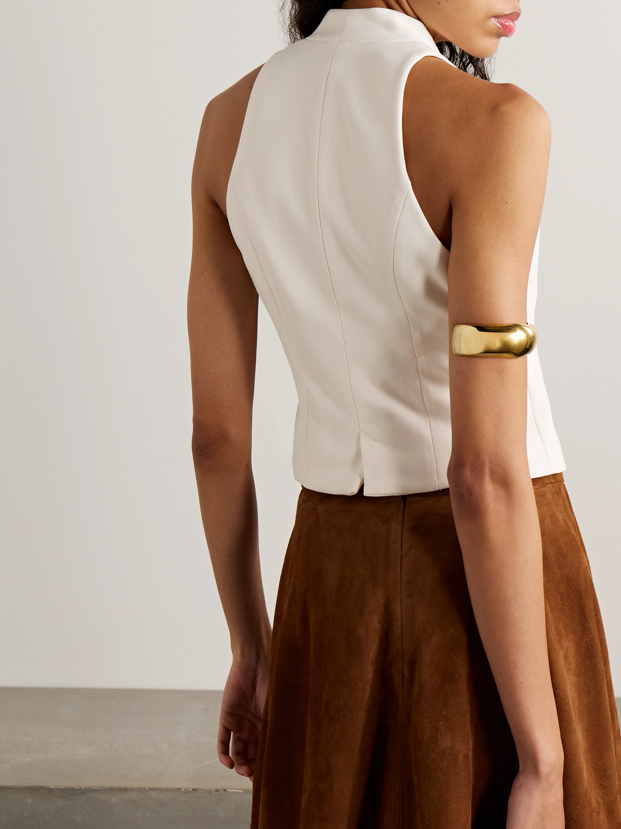 Staud Stella Crepe Vest In White