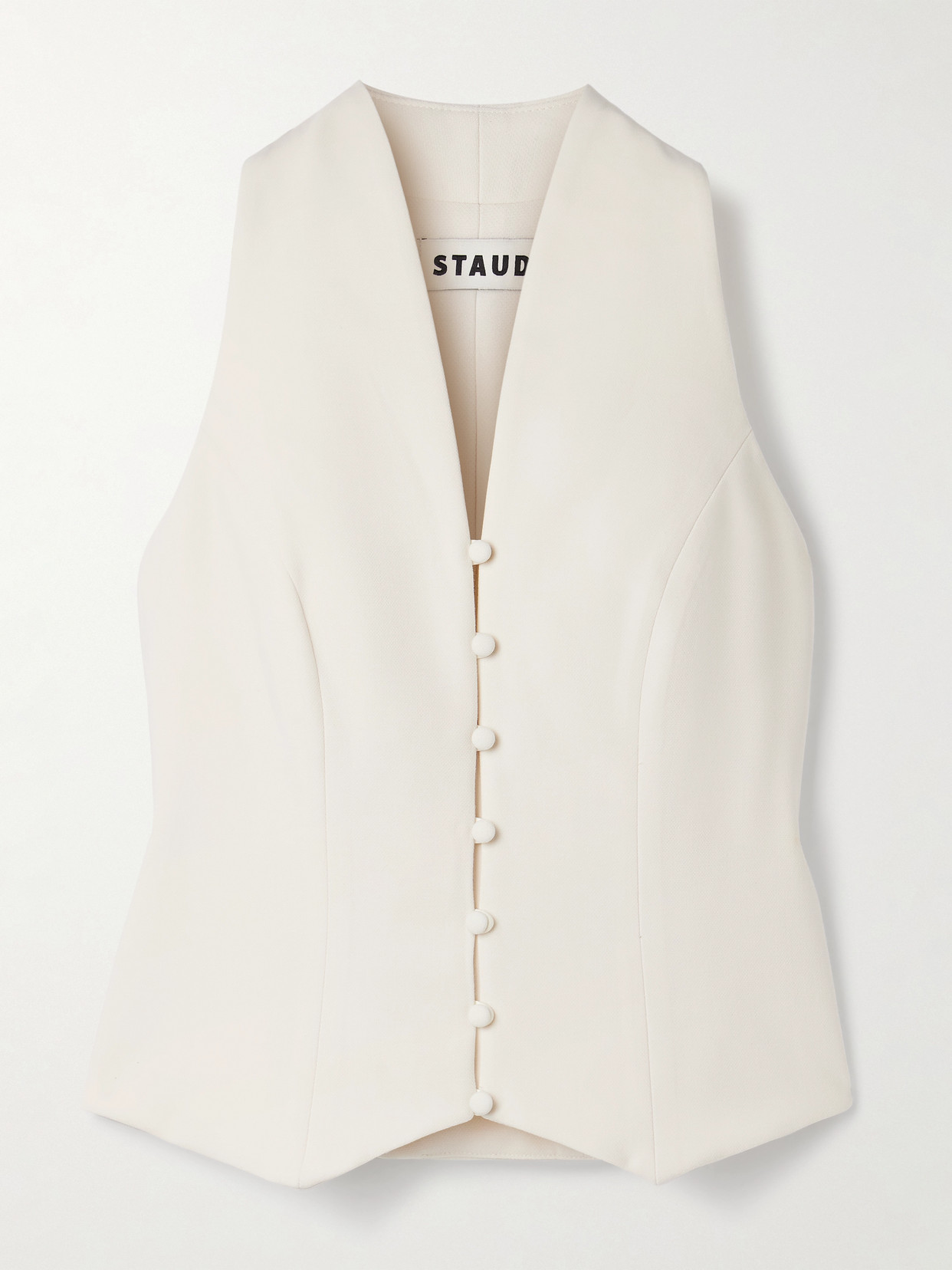 Staud Stella Crepe Vest In Sand