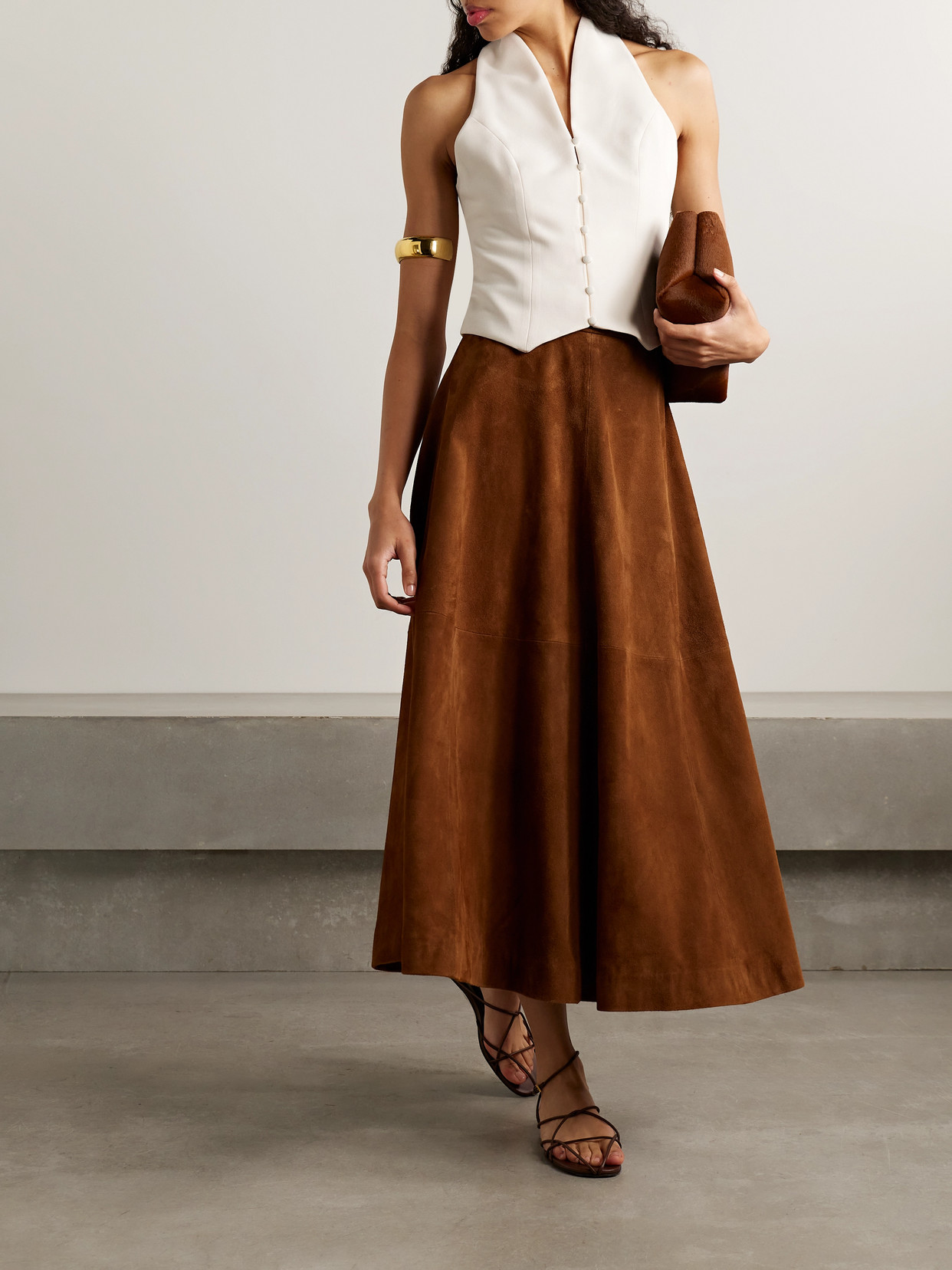 Staud Stella Crepe Vest In White