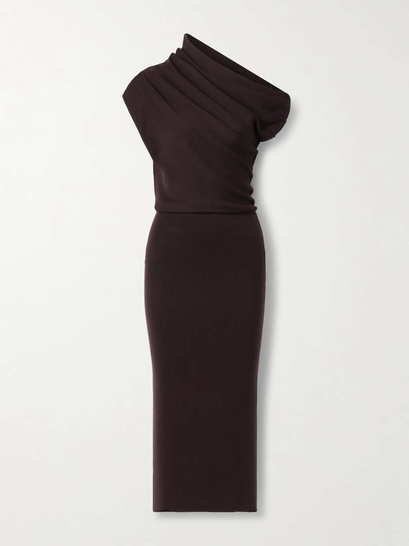 Staud Mabel Off-the-shoulder Draped Wool Maxi Dress