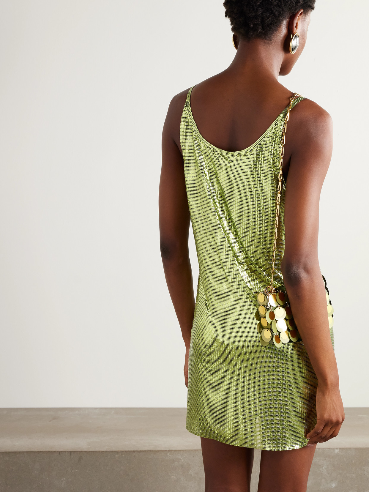 Rabanne Chainmail Mini Dress In Green