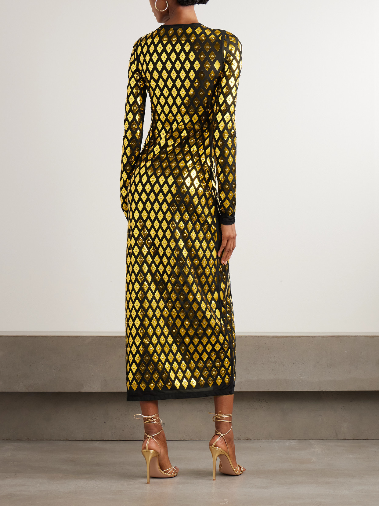 Rabanne Embellished Stretch-jersey Midi Dress In White