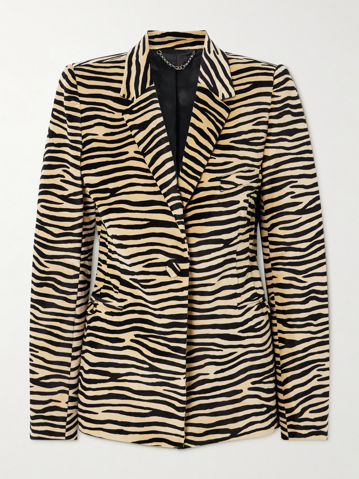 Rabanne Zebra-print Cotton-blend Velvet Blazer In White