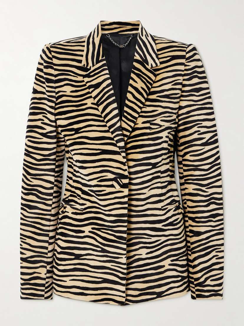 Rabanne Zebra-print Cotton-blend Velvet Blazer
