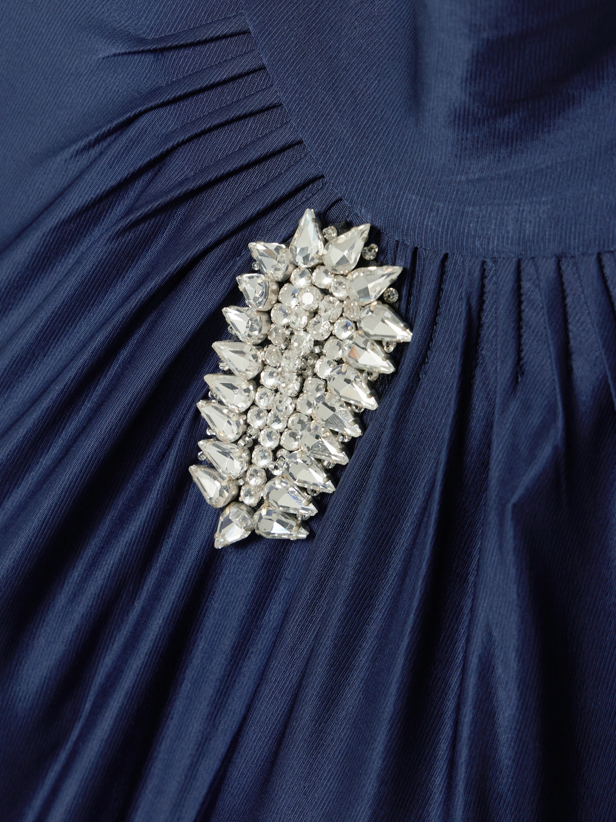 Rabanne Crystal-embellished Gathered Satin-jersey Midi Dress In Blue