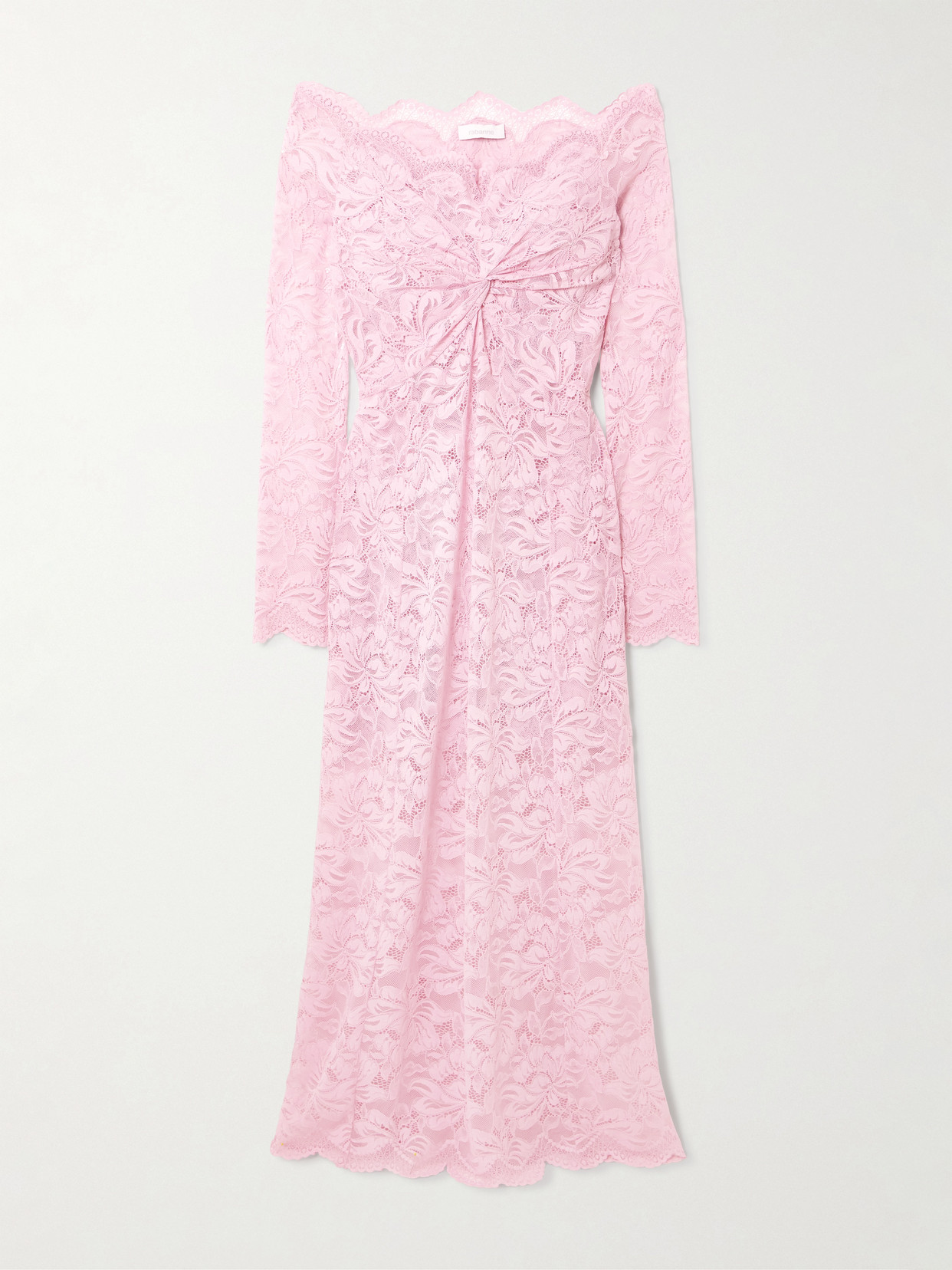 Rabanne Off-the-shoulder Stretch-lace Midi Dress In Pink