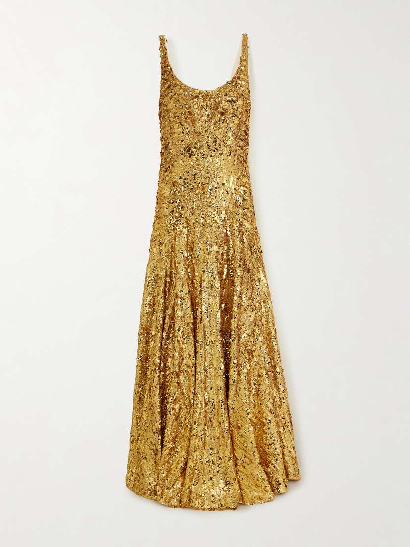 Rabanne Sequined Crepe De Chine Maxi Dress