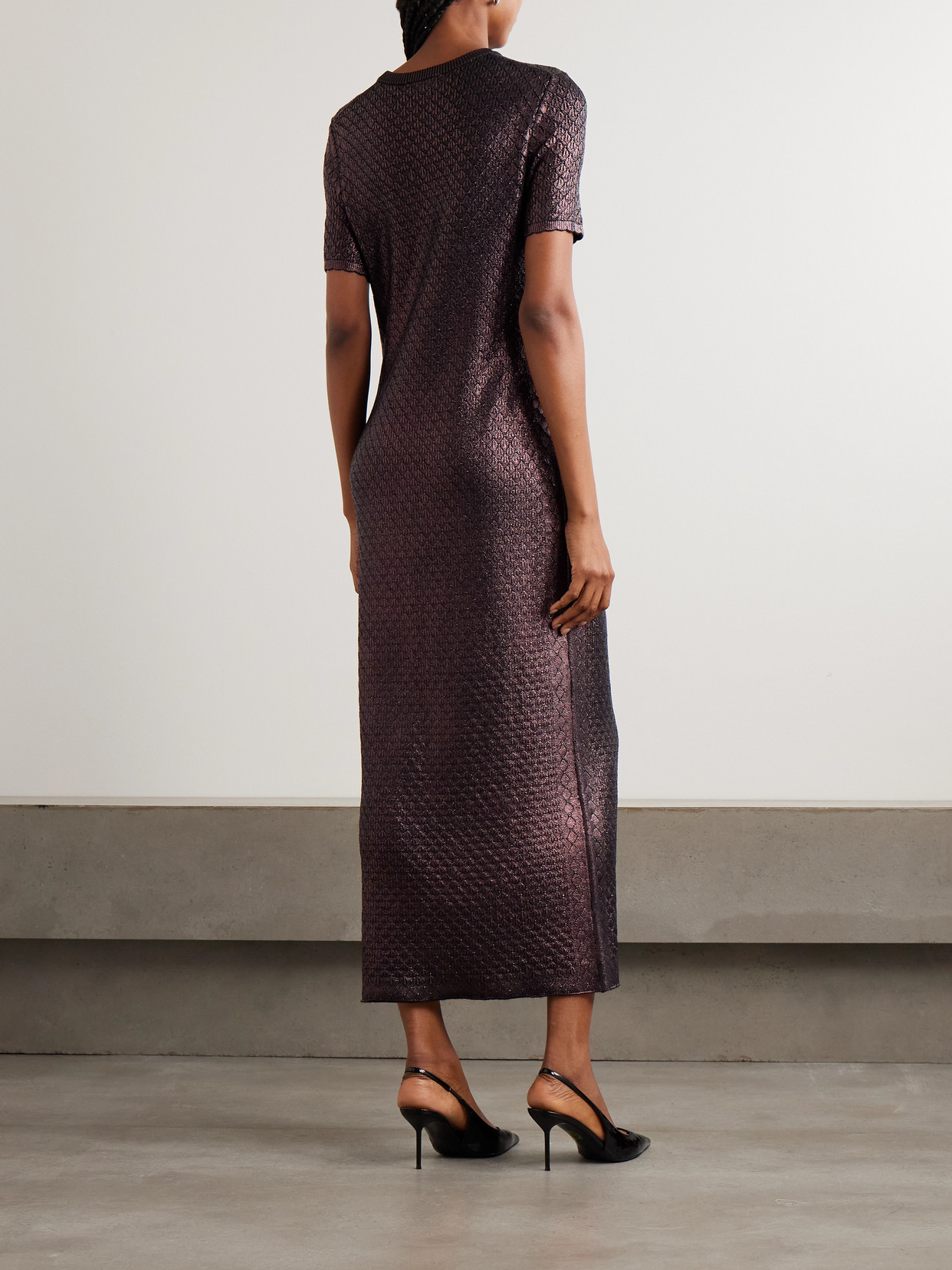 Rabanne Metallic Jacquard-knit Maxi Dress In Purple