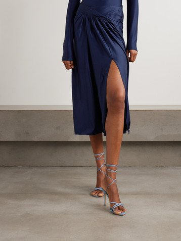 Rabanne Draped satin-jersey midi skirt