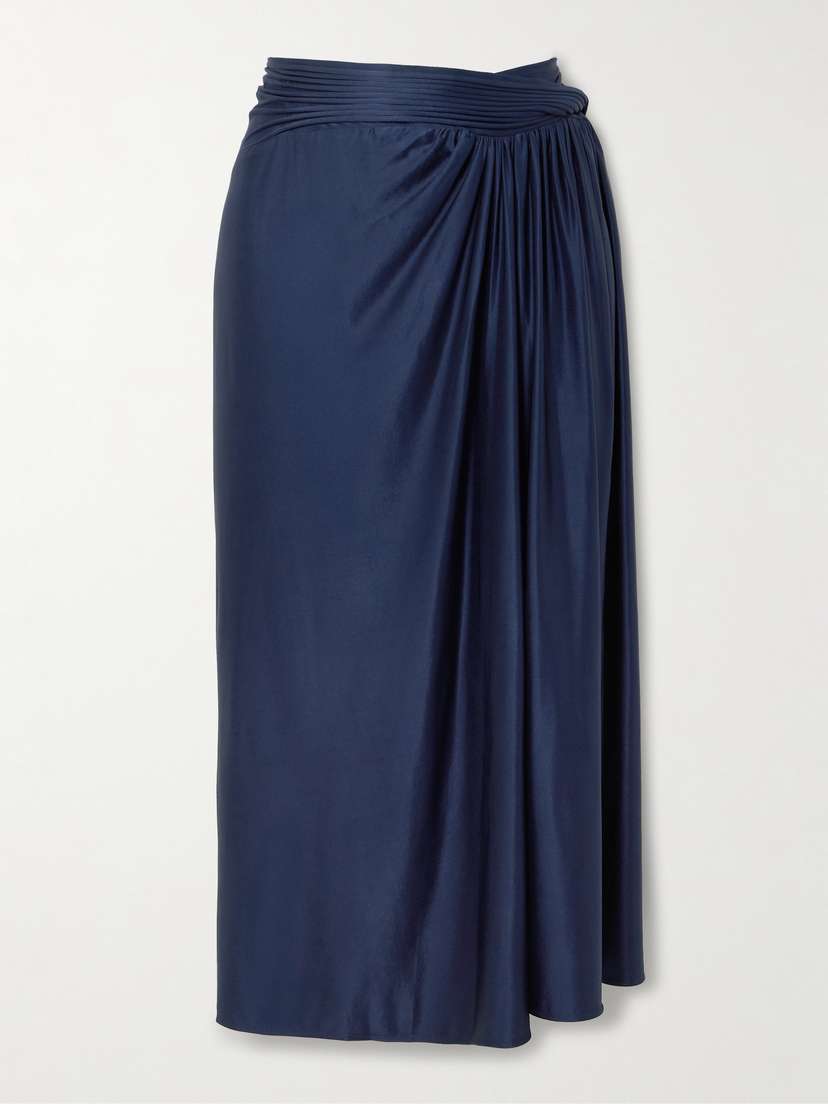 Rabanne Draped Satin-jersey Midi Skirt
