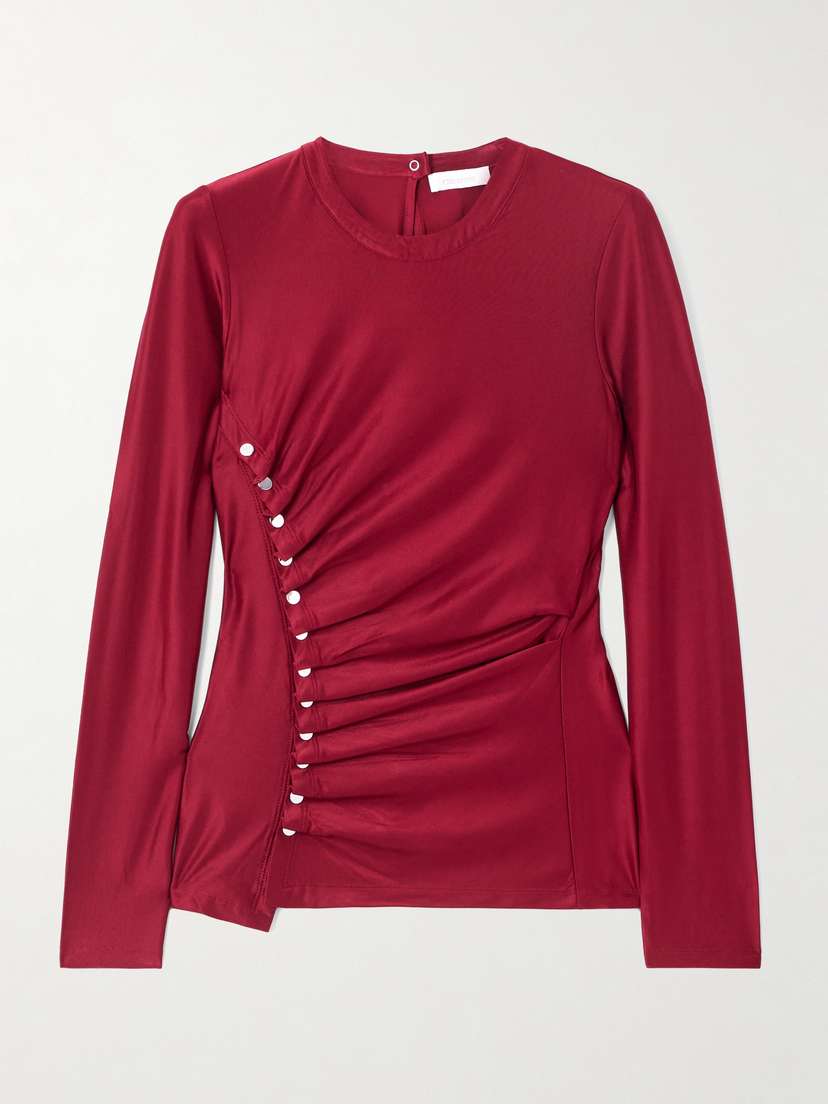 Rabanne Button-detailed Gathered Jersey Top