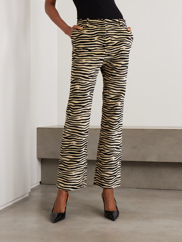 Rabanne Straight-leg zebra-print cotton-blend velvet pants