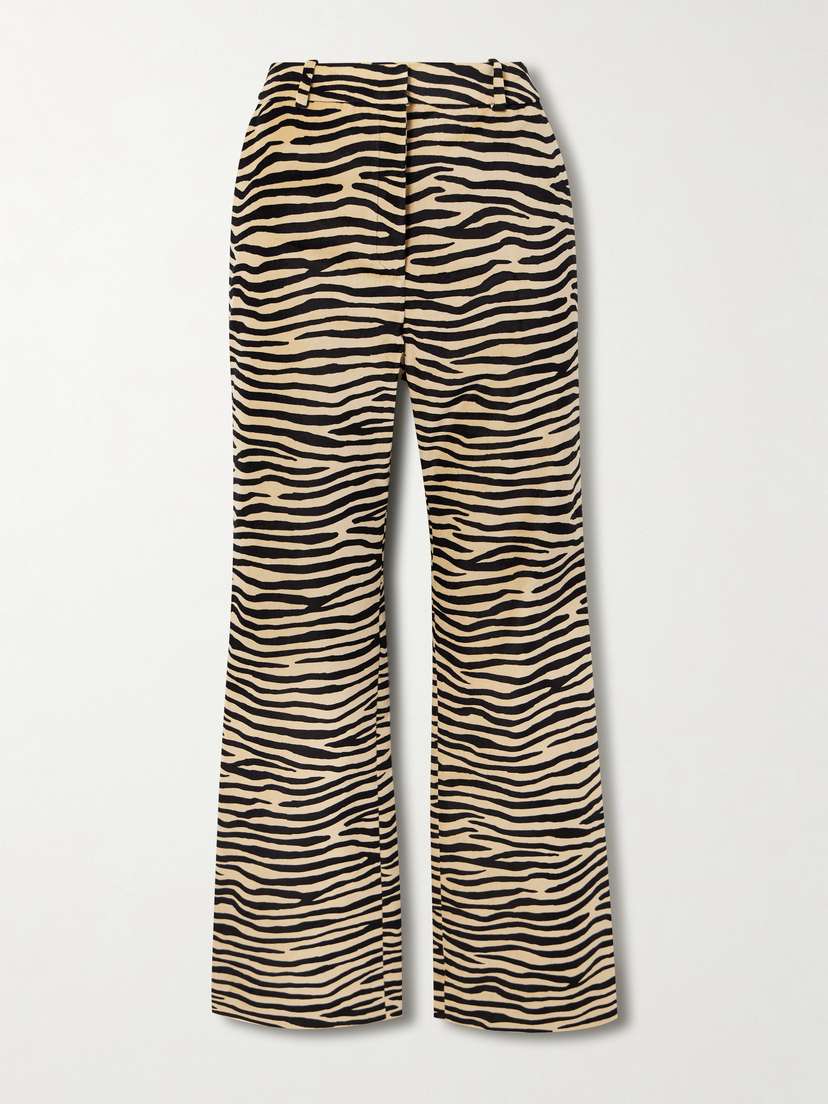 Rabanne Straight-leg Zebra-print Cotton-blend Velvet Pants