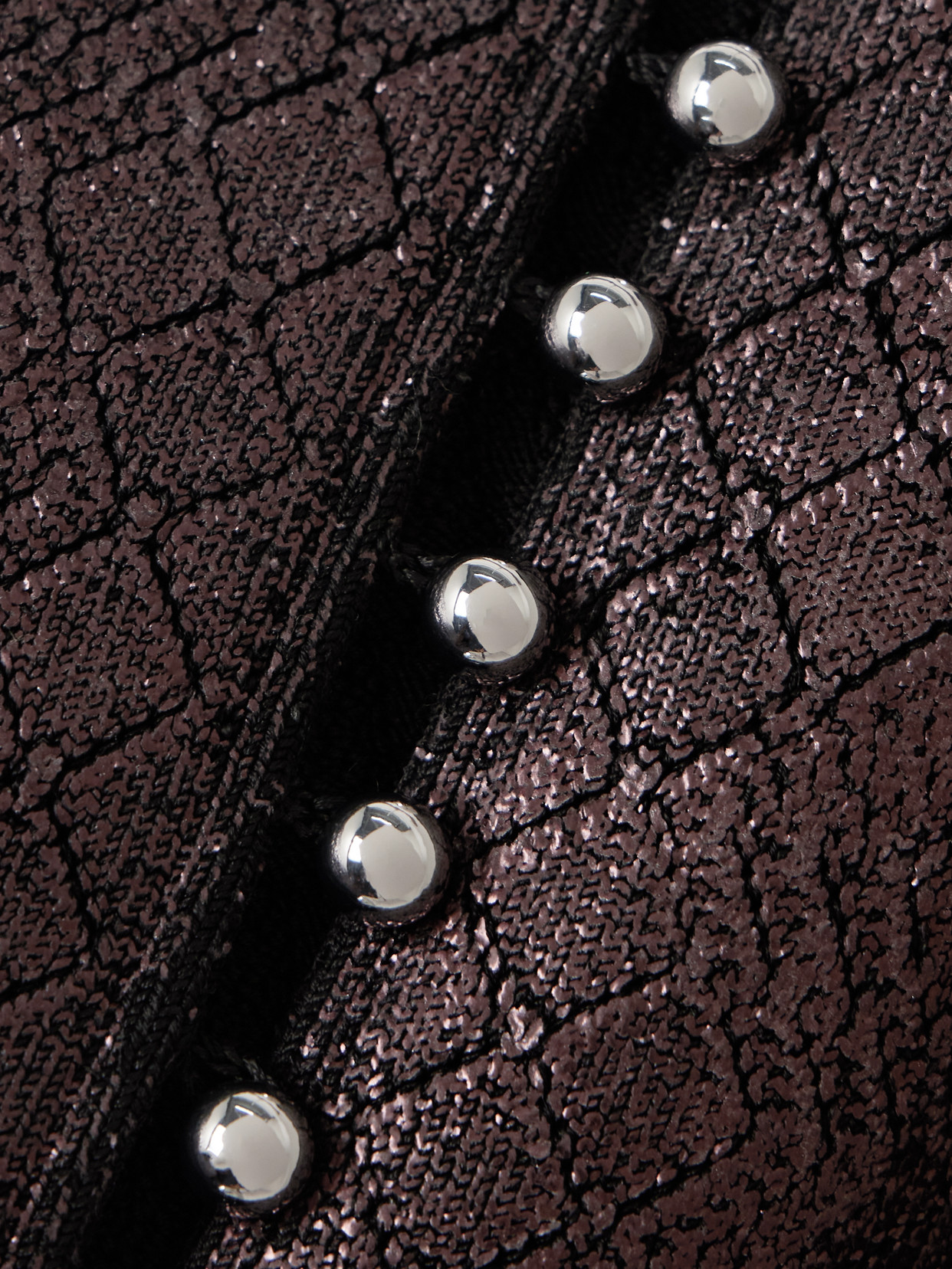 Rabanne Cropped Metallic Jacquard-knit Cardigan In Burgundy