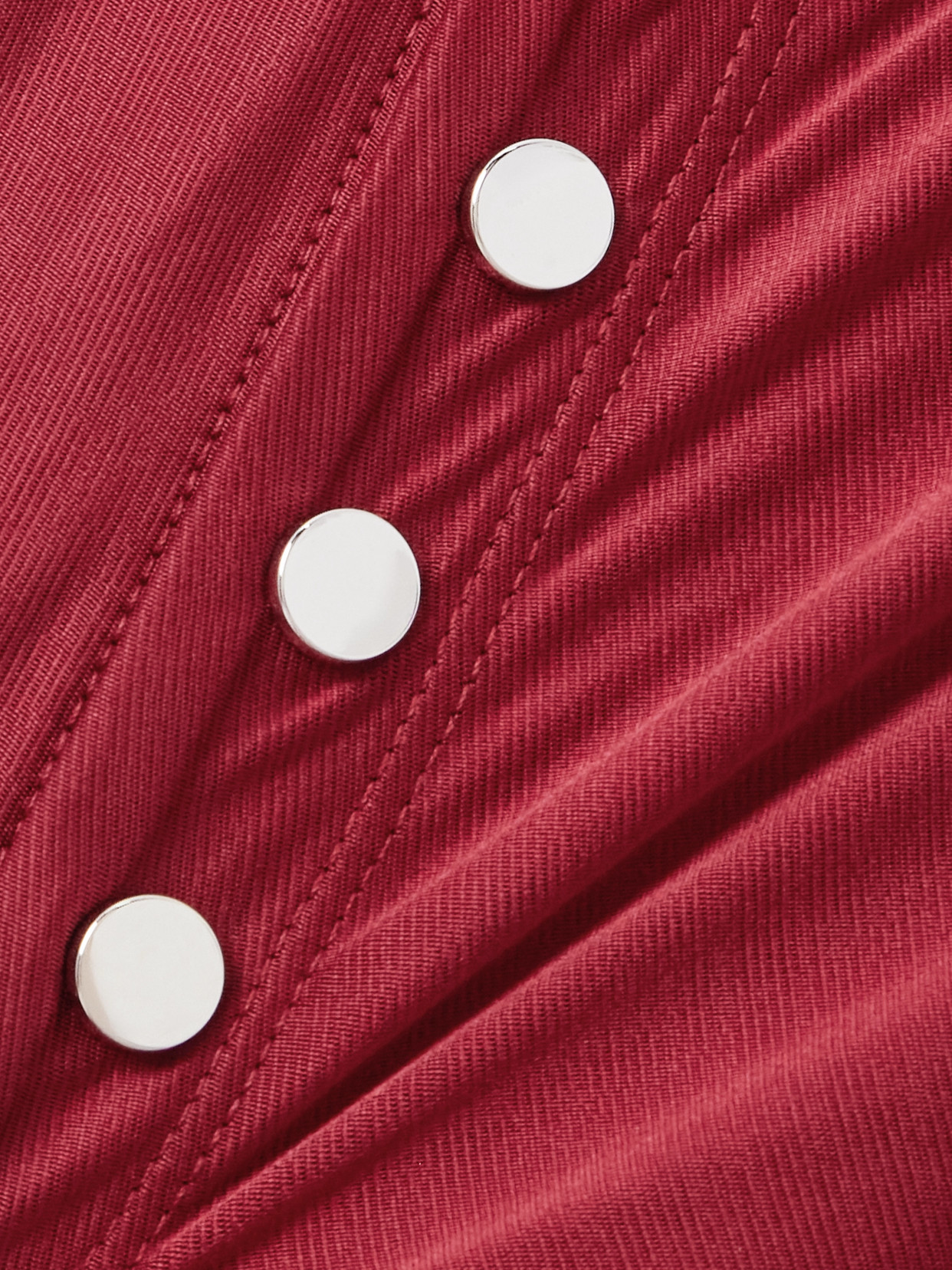 Rabanne Button-detailed Gathered Jersey Midi Dress In Red