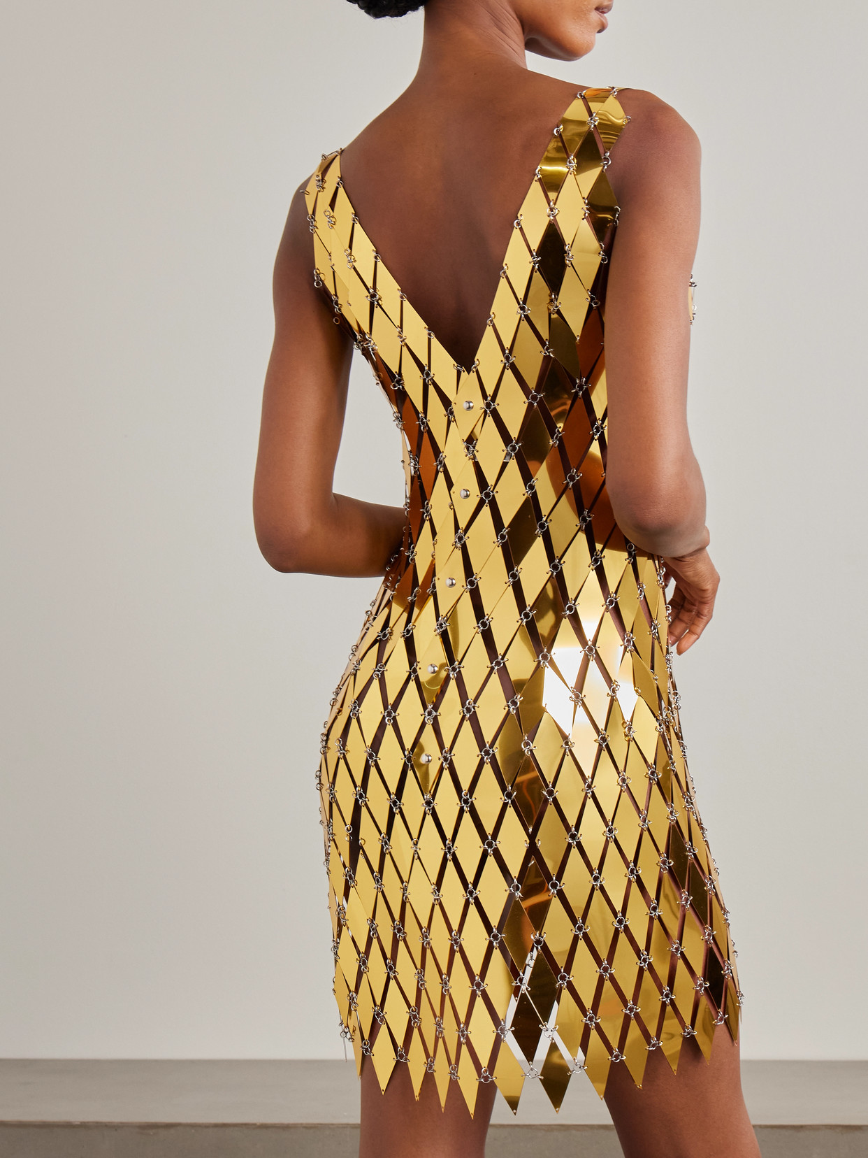 Rabanne Assemblage Chainmail Mini Dress In Gold