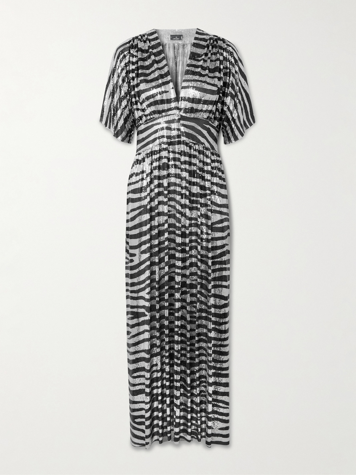 Rabanne Zebra-print Chainmail Midi Dress In Black
