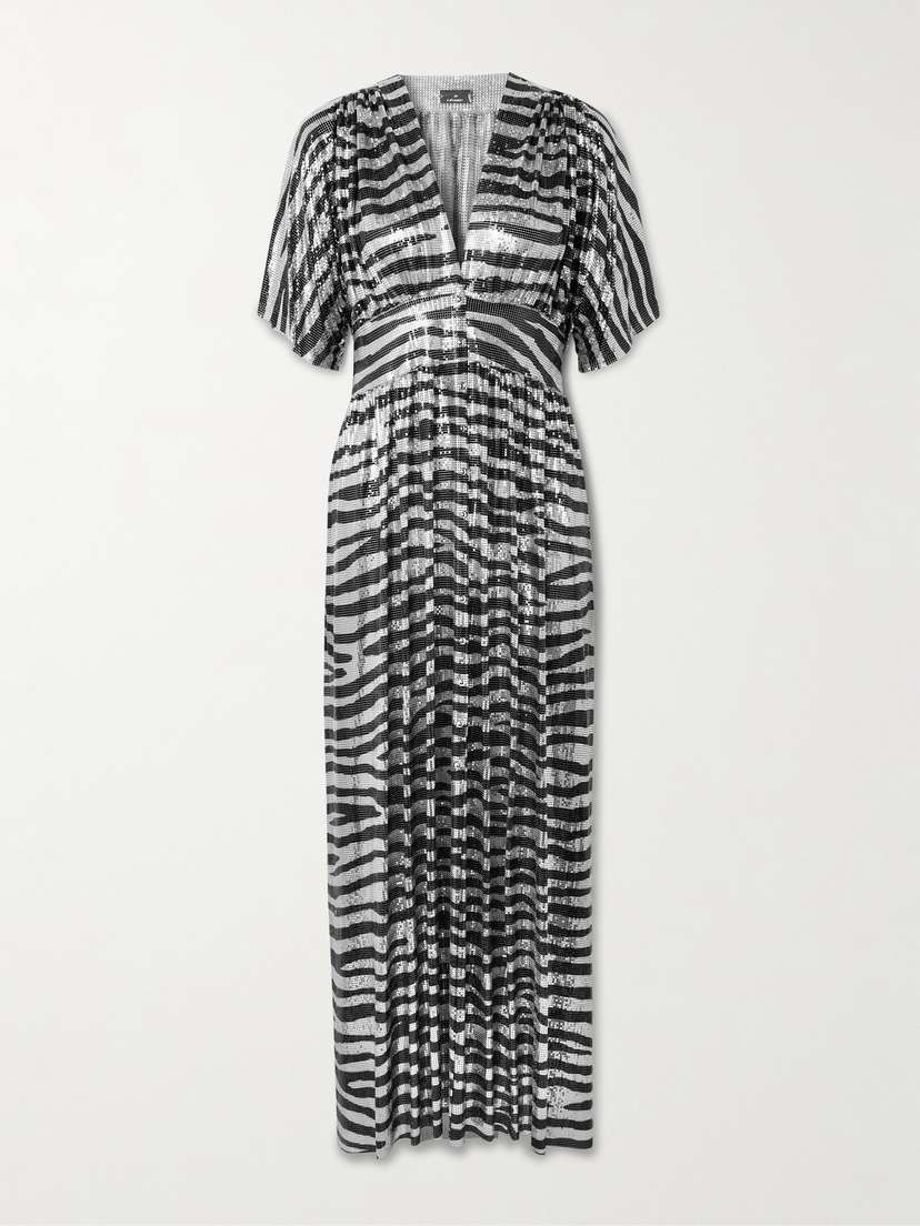 Rabanne Zebra-print Chainmail Midi Dress