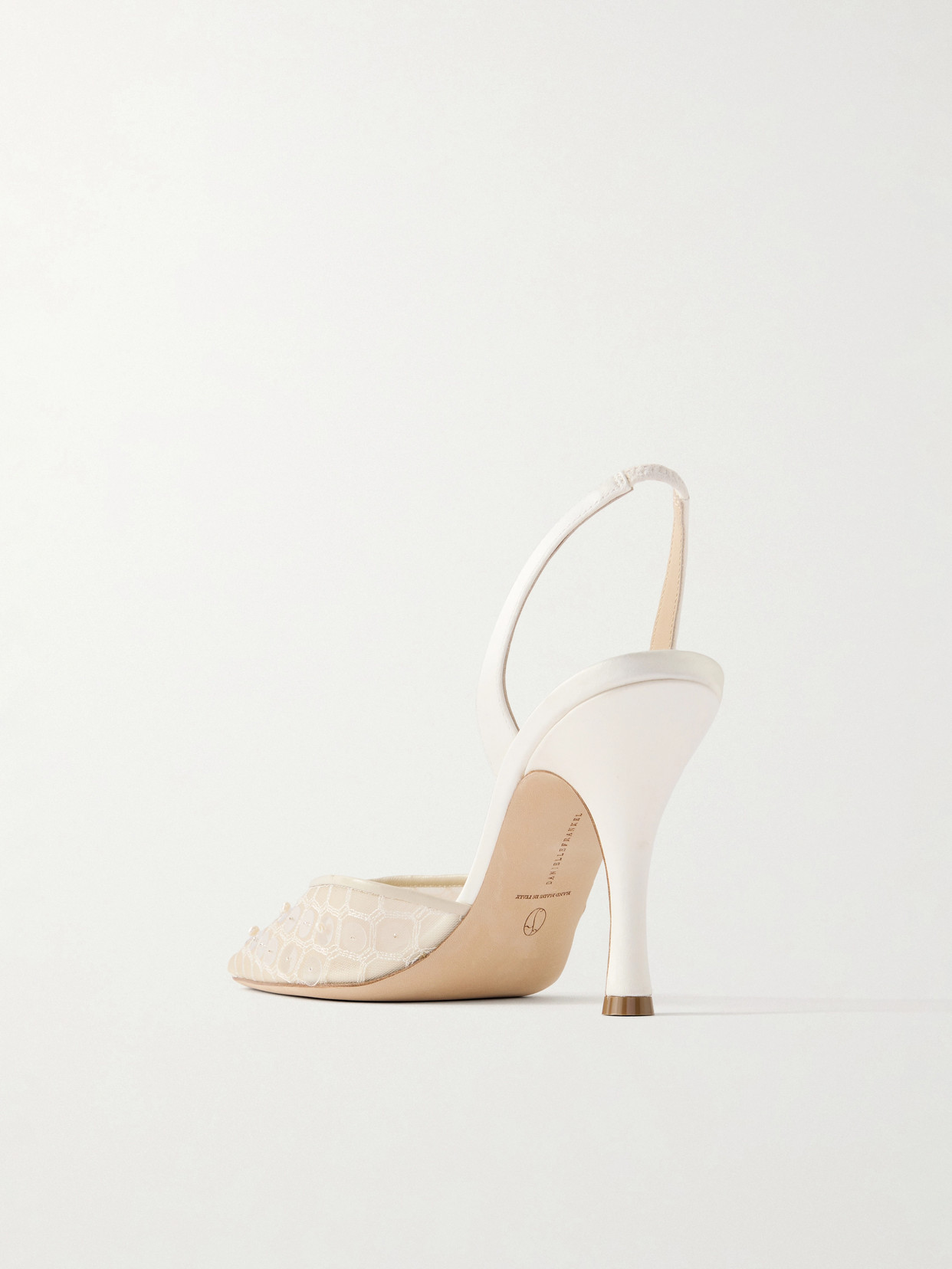 Archer Embellished Satin-Trimmed Slingback