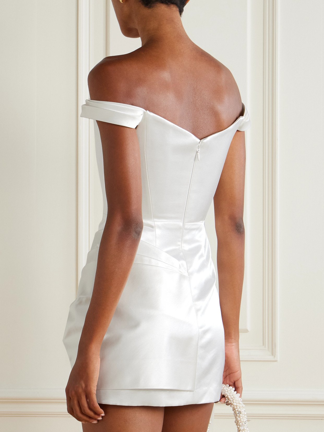 Alex Perry Bridal Cotton And Silk Satin Bustier Dress In White
