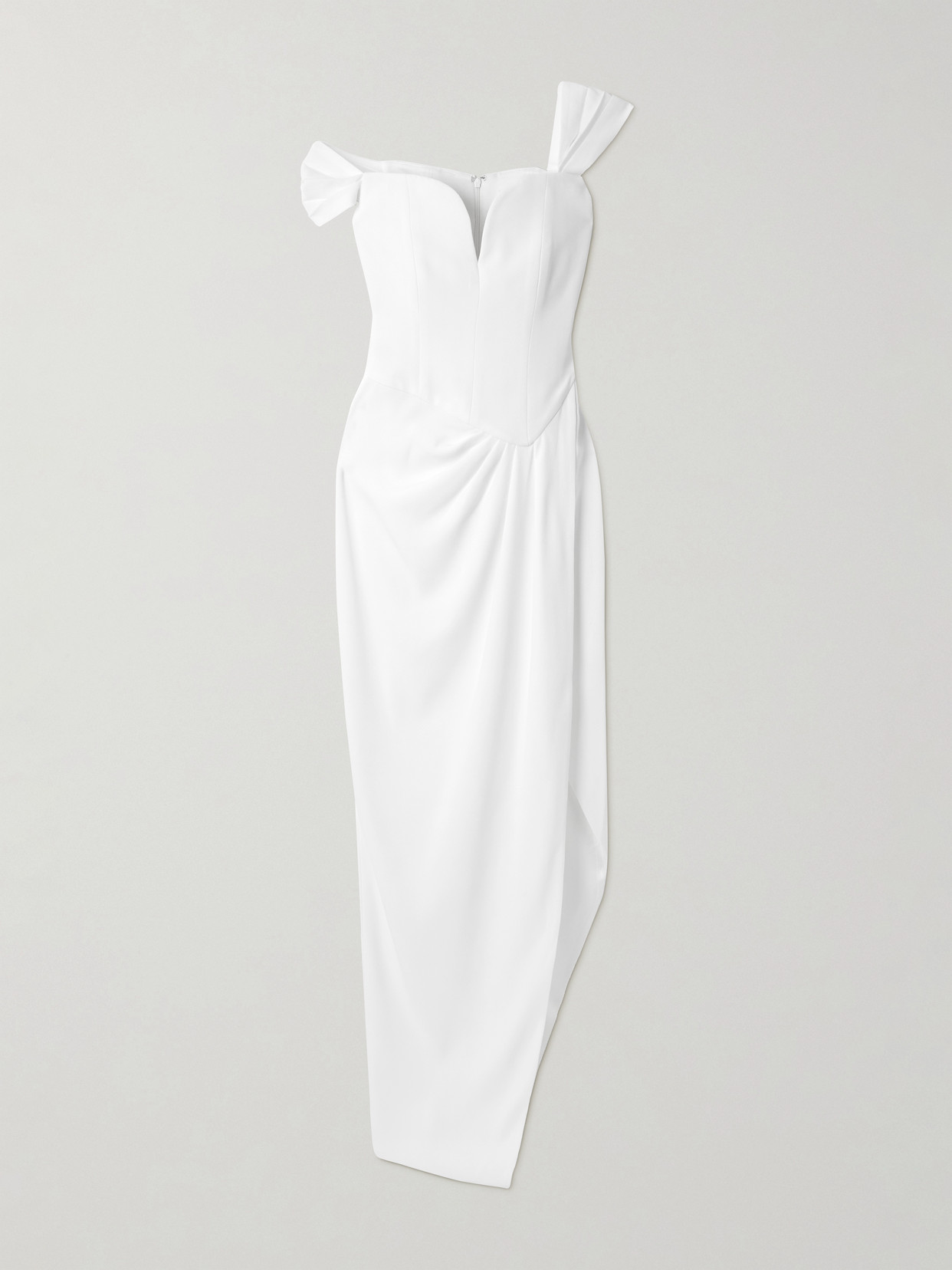 Alex Perry Asymmetric Off-the-shoulder Crepe Gown In White