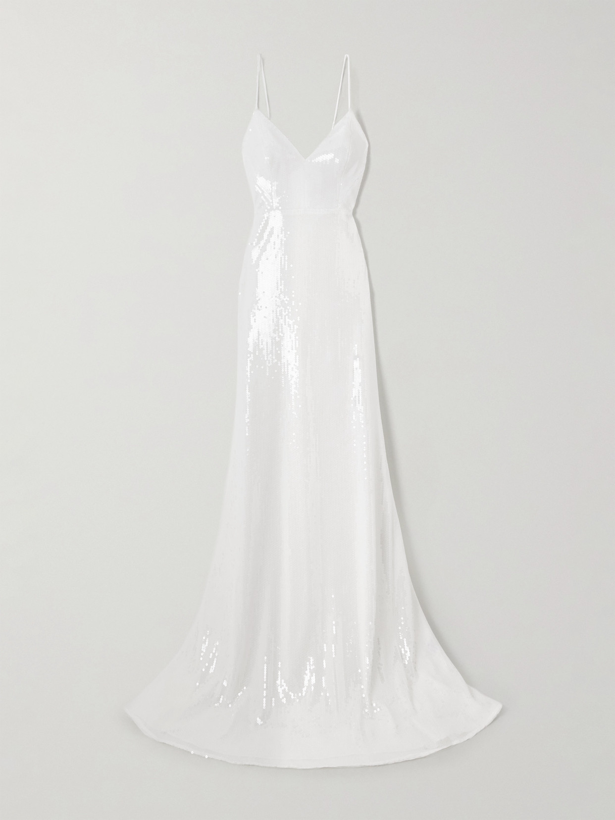 Alex Perry Bikini Sequined Mesh Gown In White
