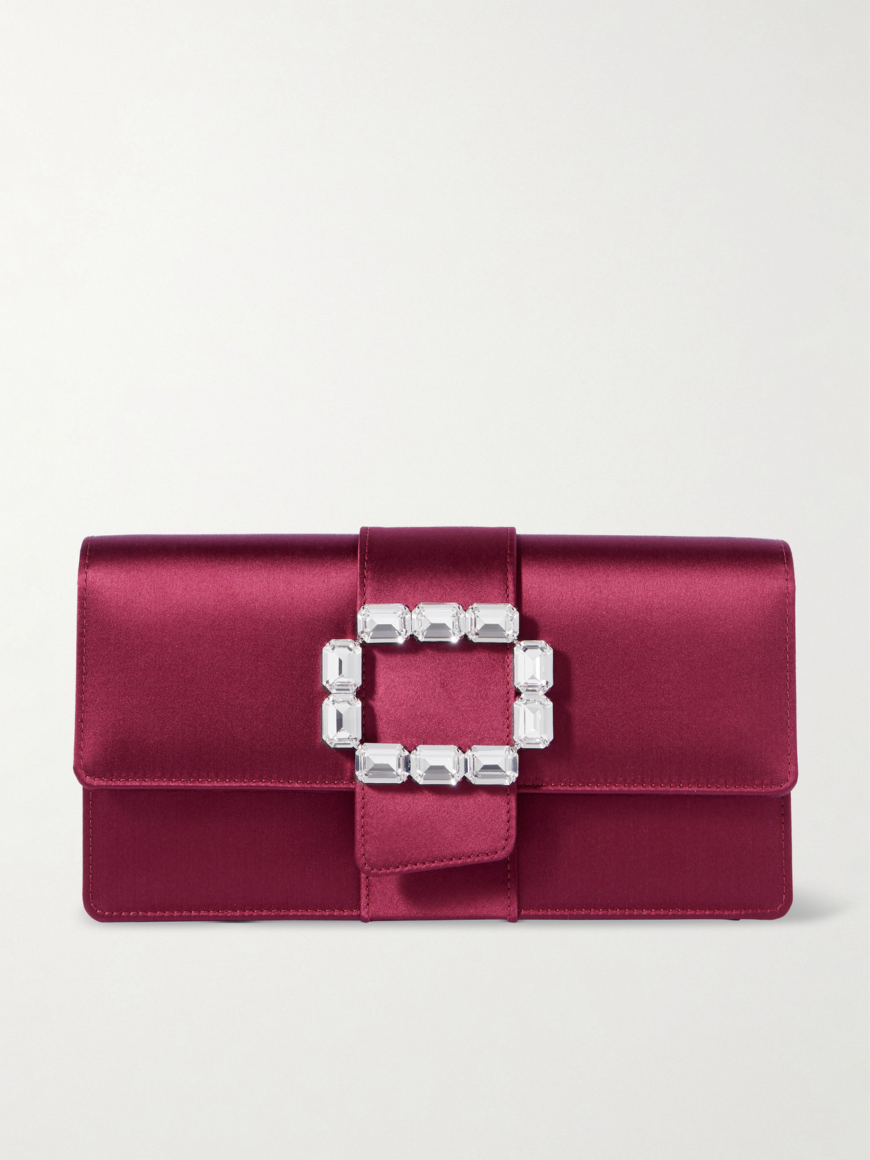 Manolo Blahnik Maycapjou Crystal-embellished Satin Clutch In Red