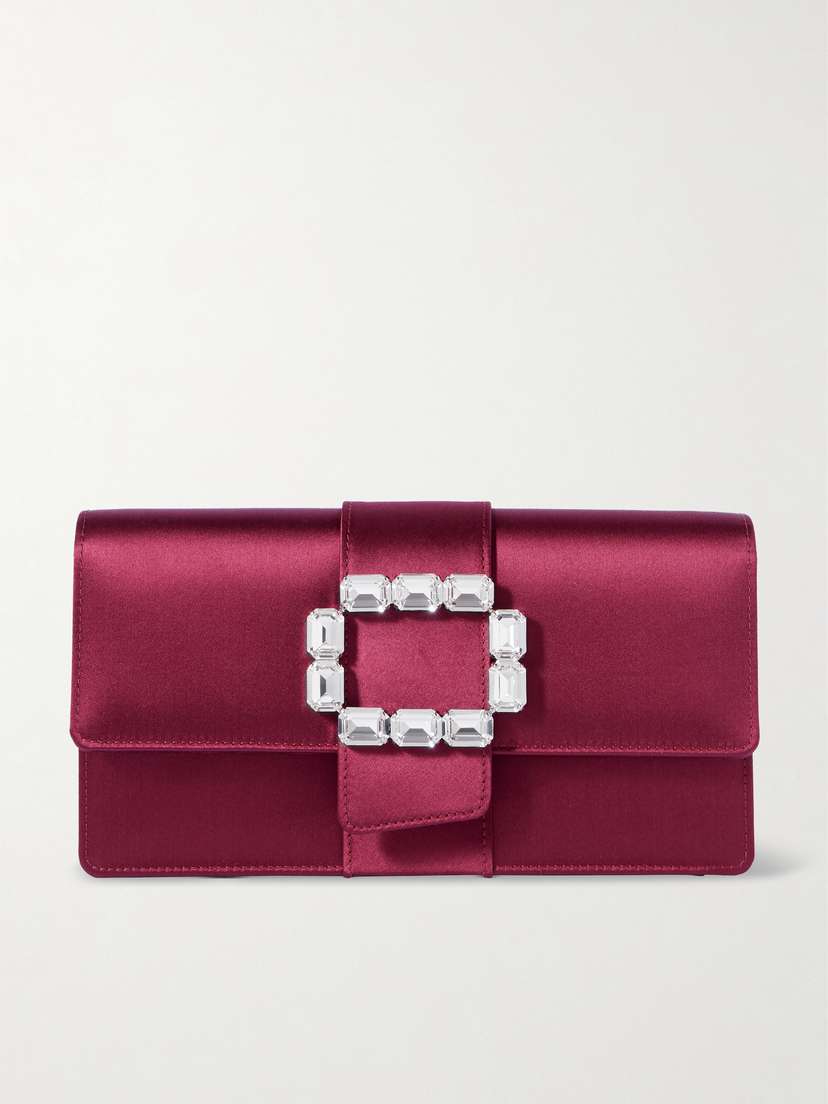 Manolo Blahnik Maycapjou Crystal-embellished Satin Clutch