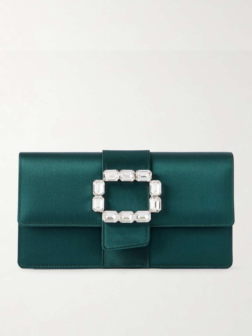 Manolo Blahnik Maycapjou Crystal-embellished Satin Clutch