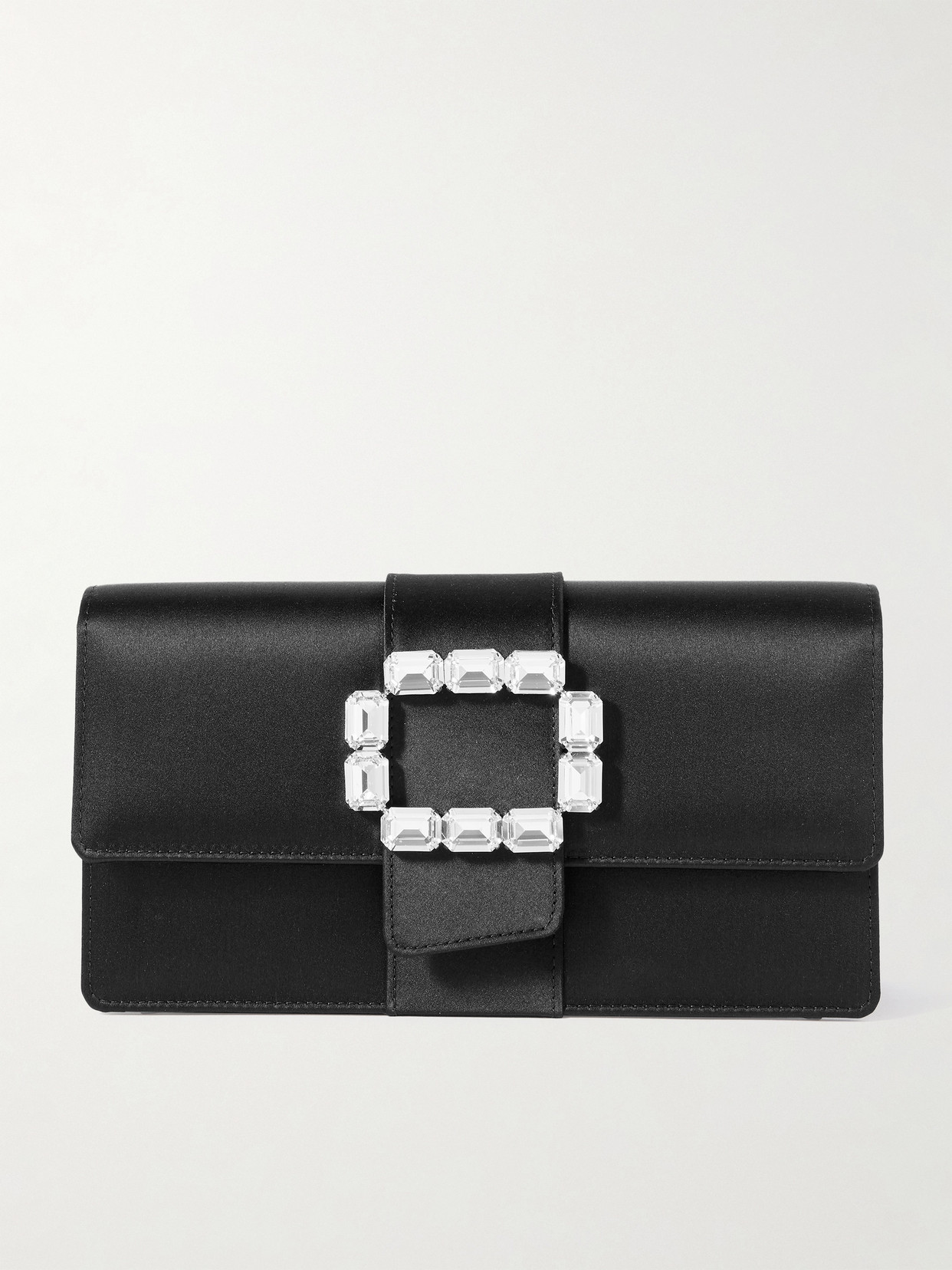 Manolo Blahnik Maycapjou Crystal-embellished Satin Clutch In Black
