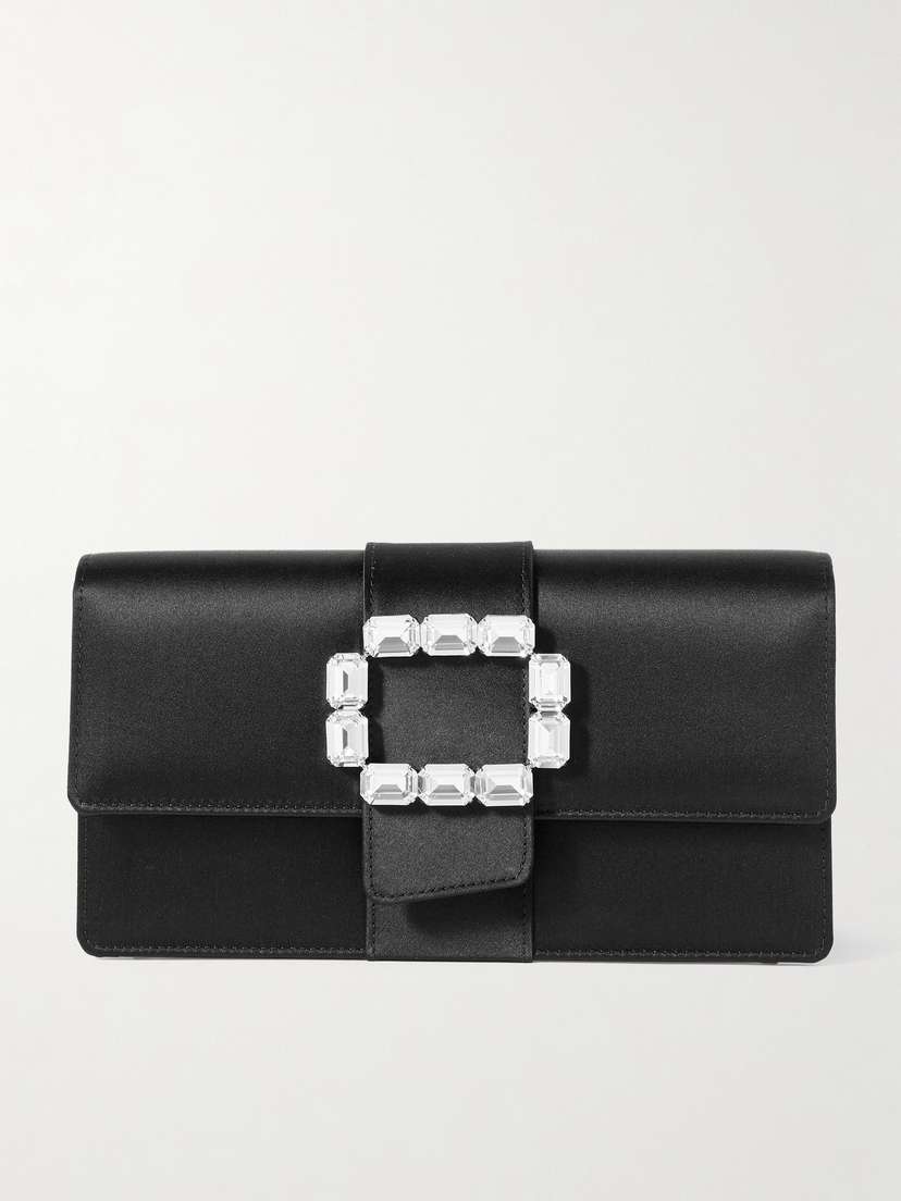 Manolo Blahnik Maycapjou Crystal-embellished Satin Clutch