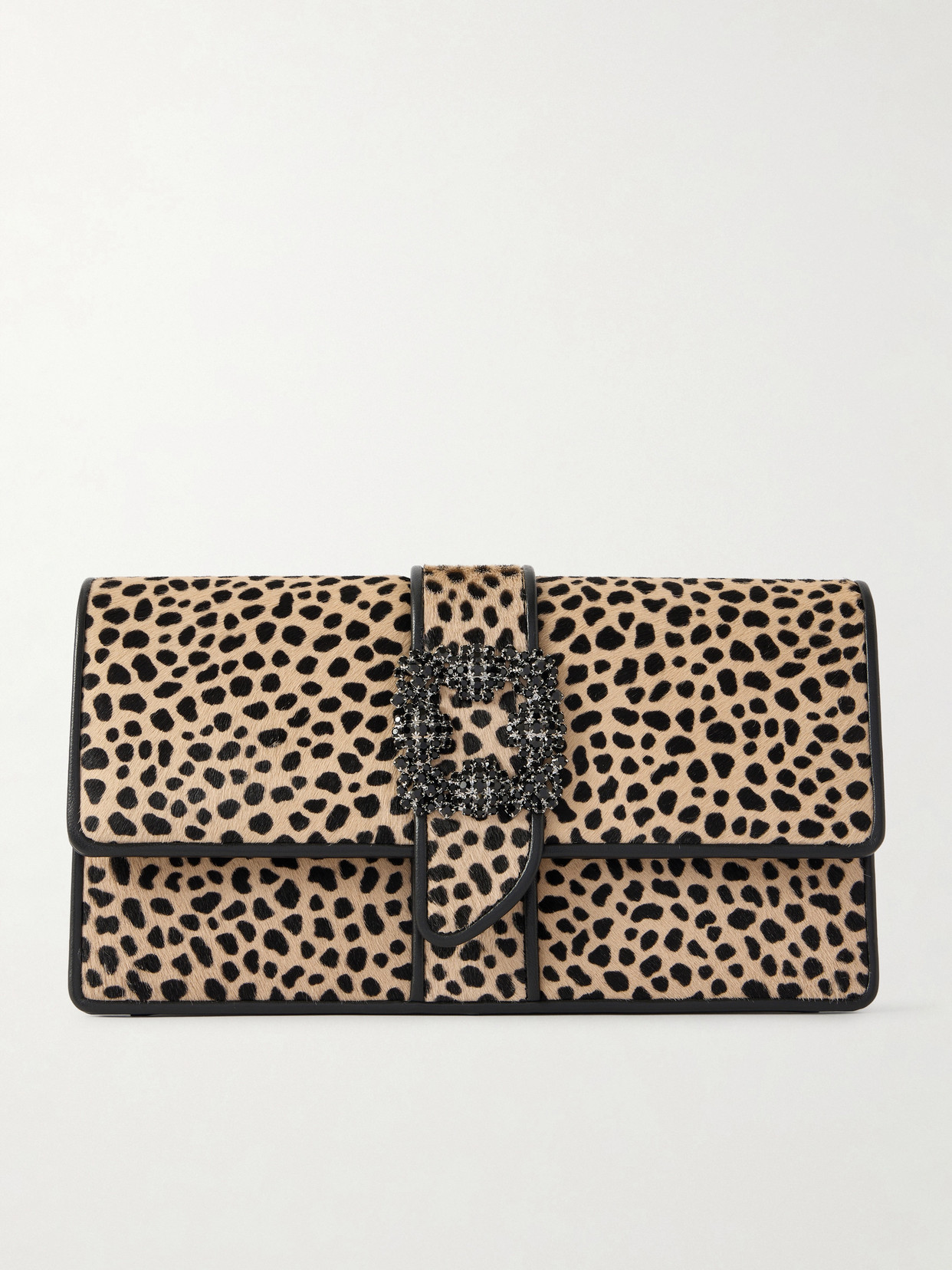 Manolo Blahnik Capri Leopard-print Calf Hair And Leather Clutch In Multi