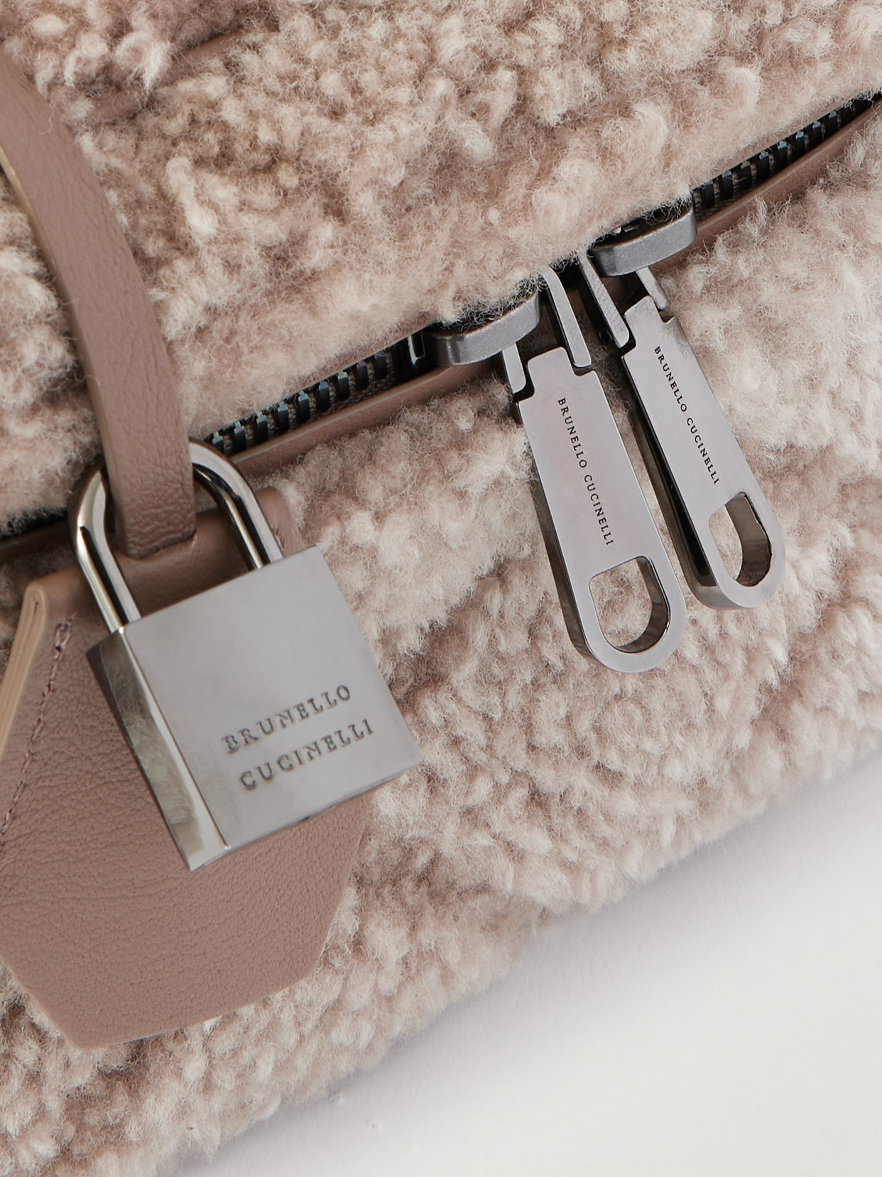 Leather-Trimmed Shearling Tote