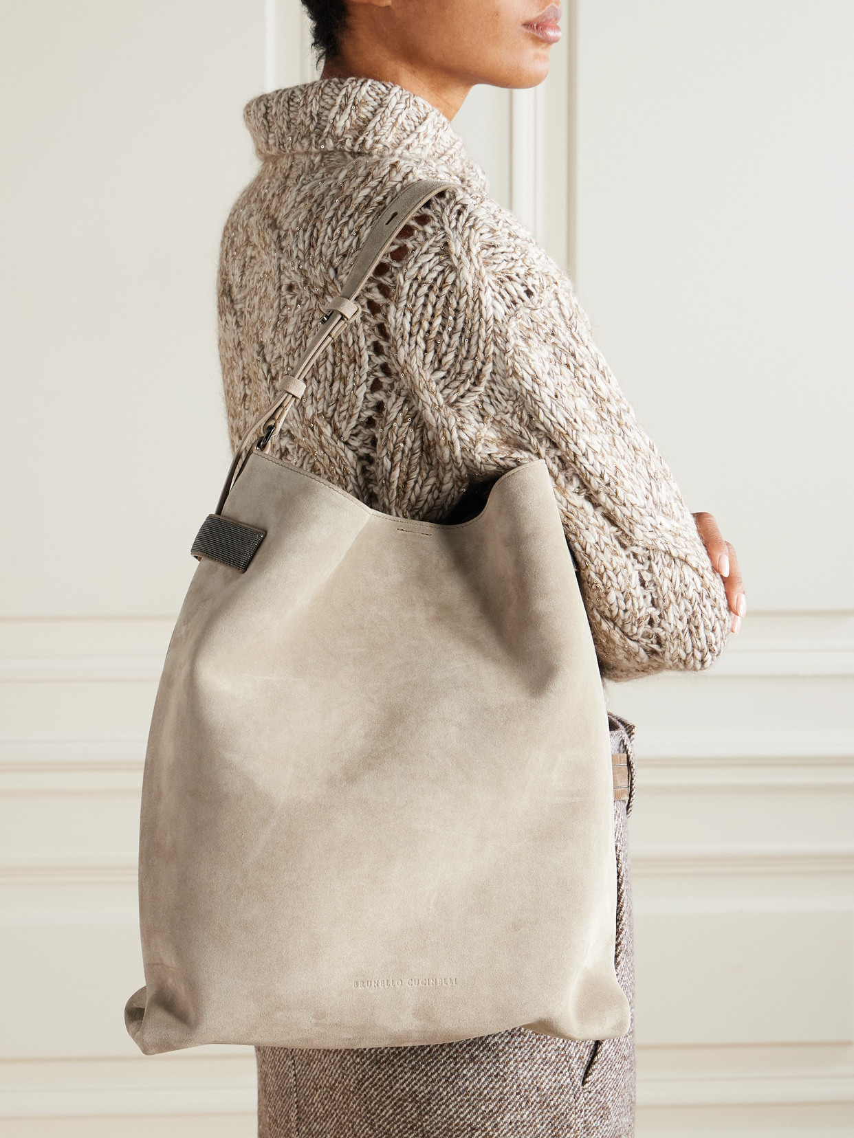 Bead-Embellished Shoulder Bag