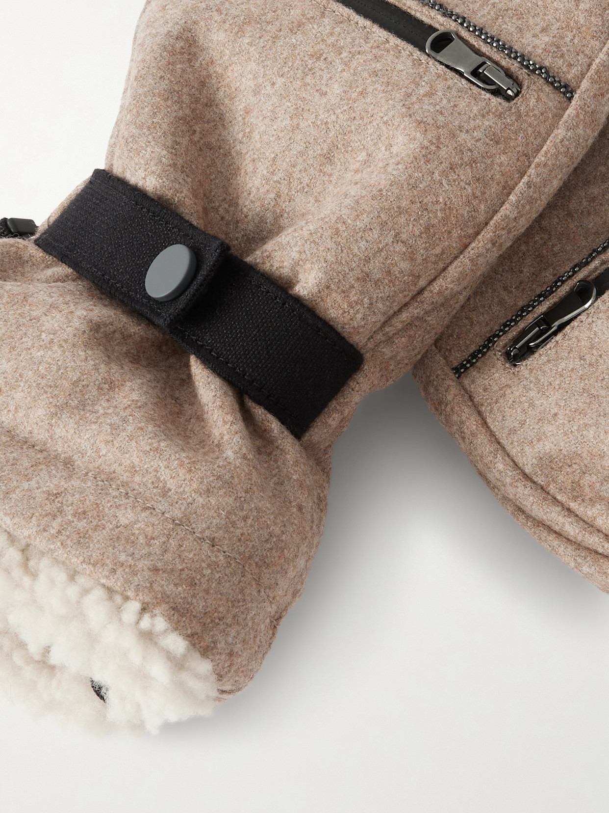 Brunello Cucinelli Shearling-lined Wool Gloves In Brown