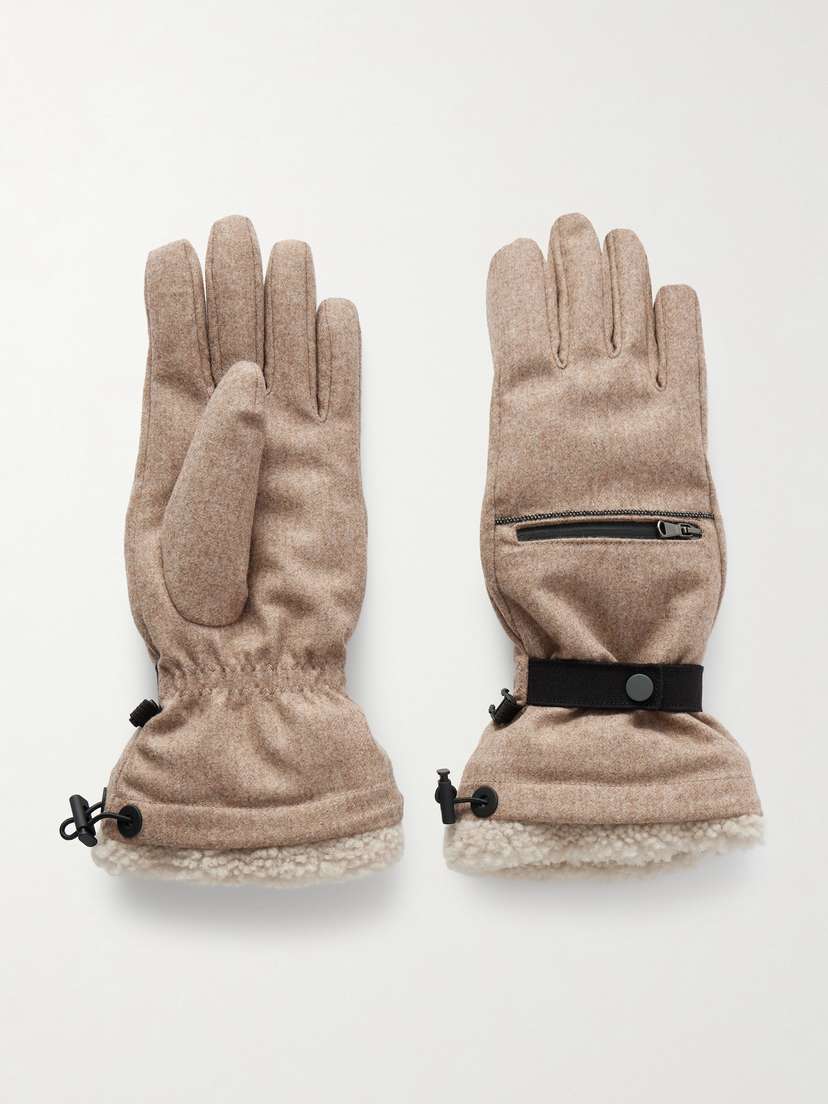 Brunello Cucinelli Shearling-lined Wool Gloves