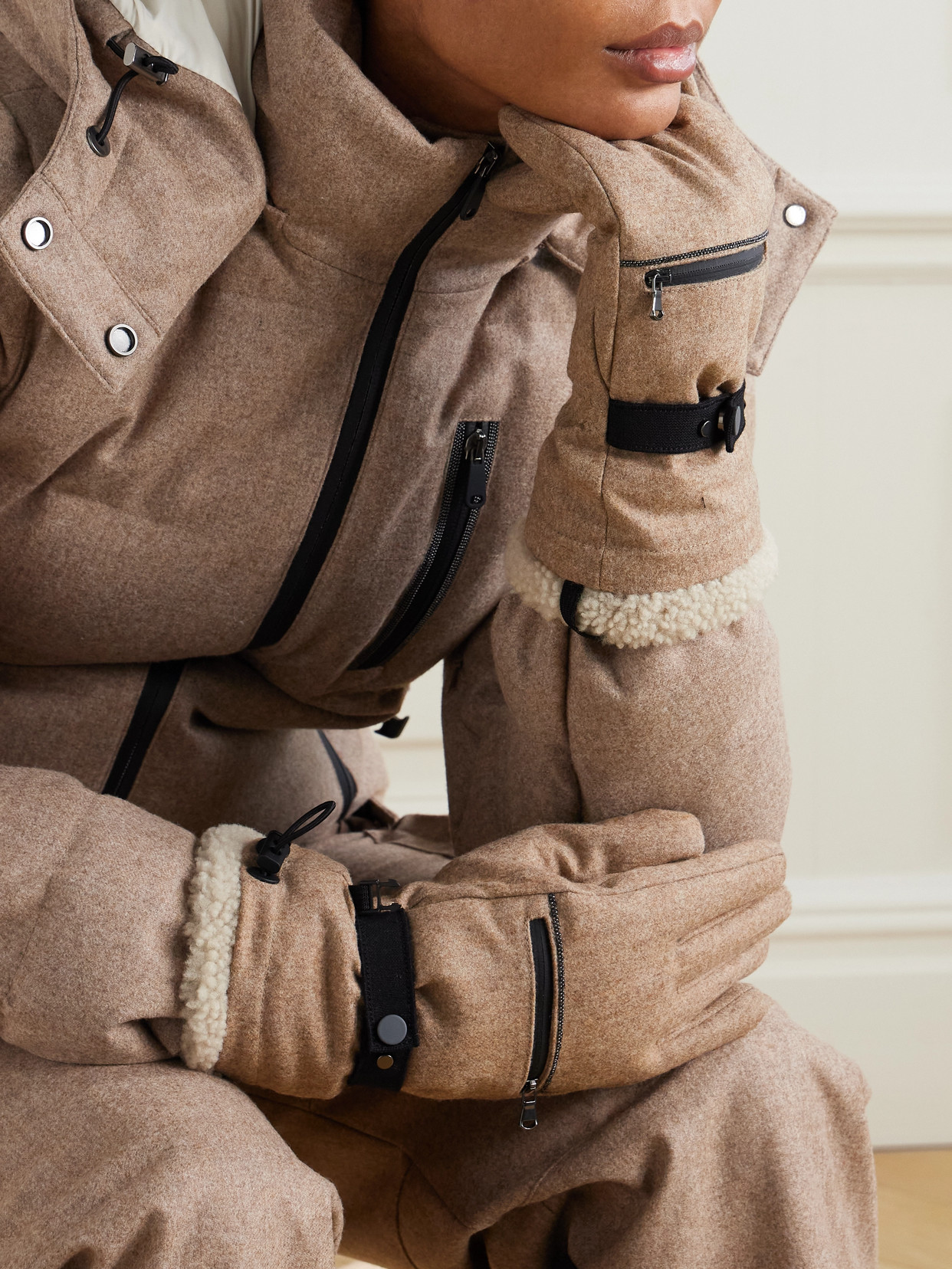 Brunello Cucinelli Shearling-lined Wool Gloves In Brown