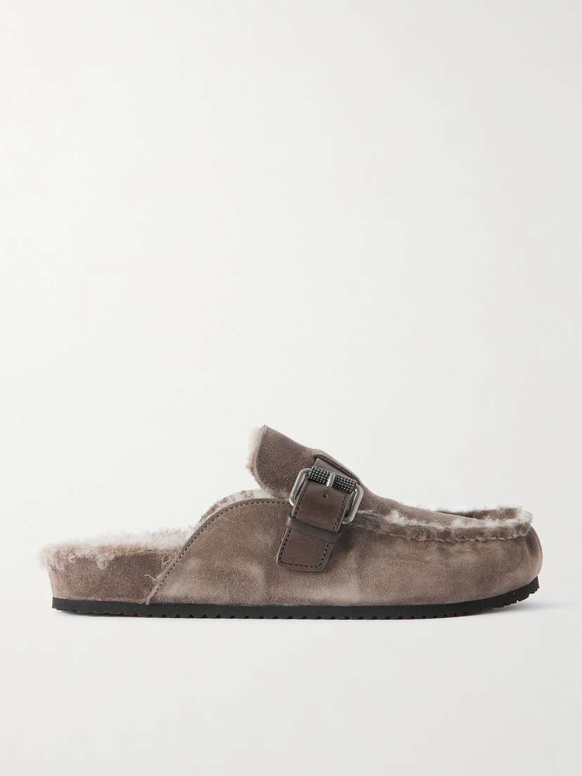 Brunello Cucinelli Buckled Shearling Mules