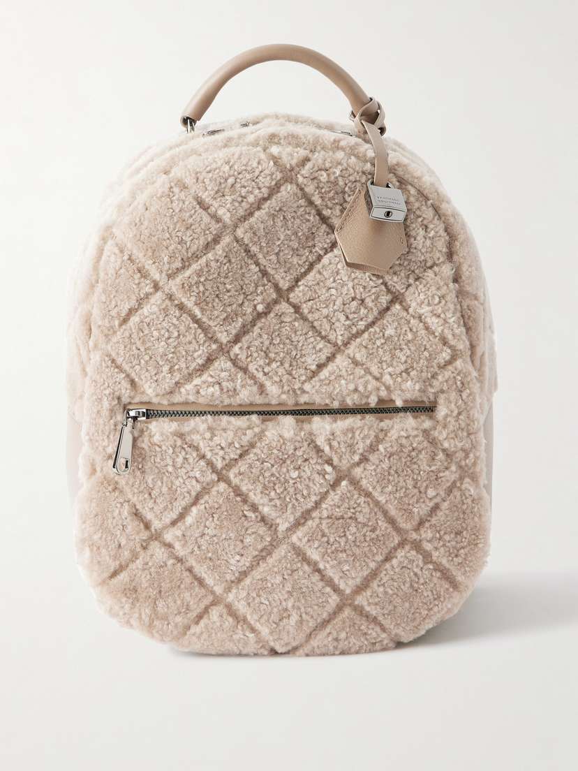Brunello Cucinelli — Leather-trimmed shearling backpack