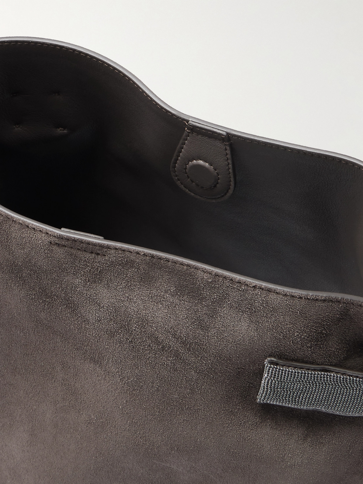 Brunello Cucinelli Bead-embellished Suede Shoulder Bag In Brown