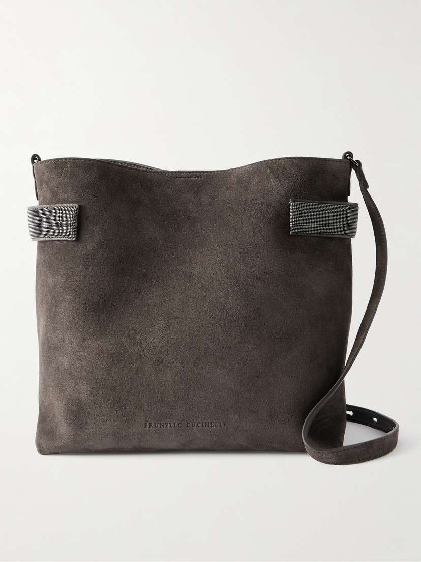 Brunello Cucinelli Bead-embellished Suede Shoulder Bag