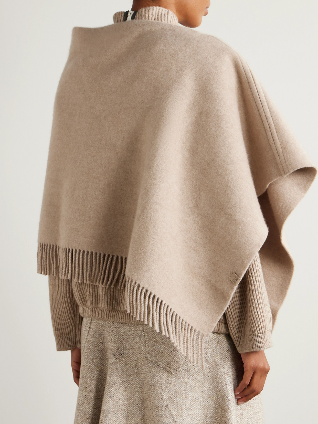 Fringed Wool And Cashmere-Blend Poncho