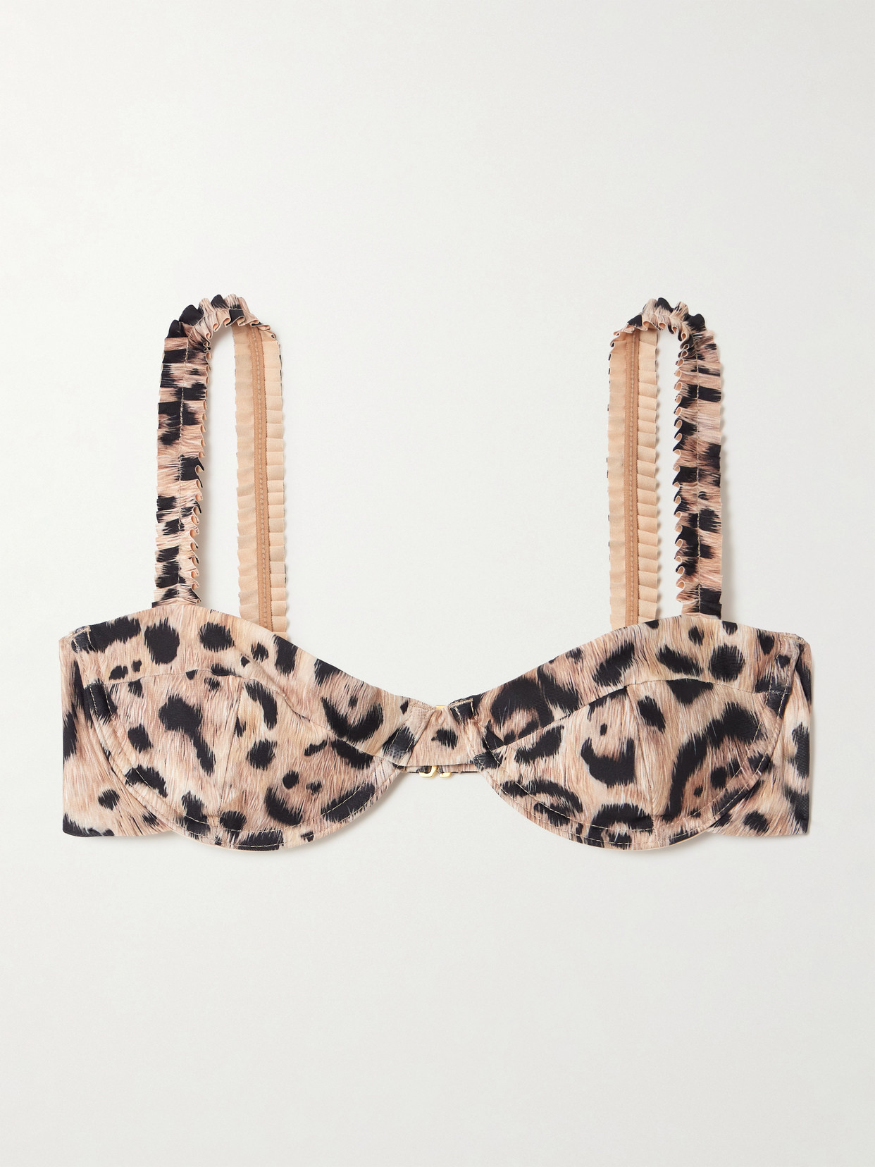 Agua By Agua Bendita Agraz Ruffled Leopard-print Stretch Recycled Bikini Top In Multi