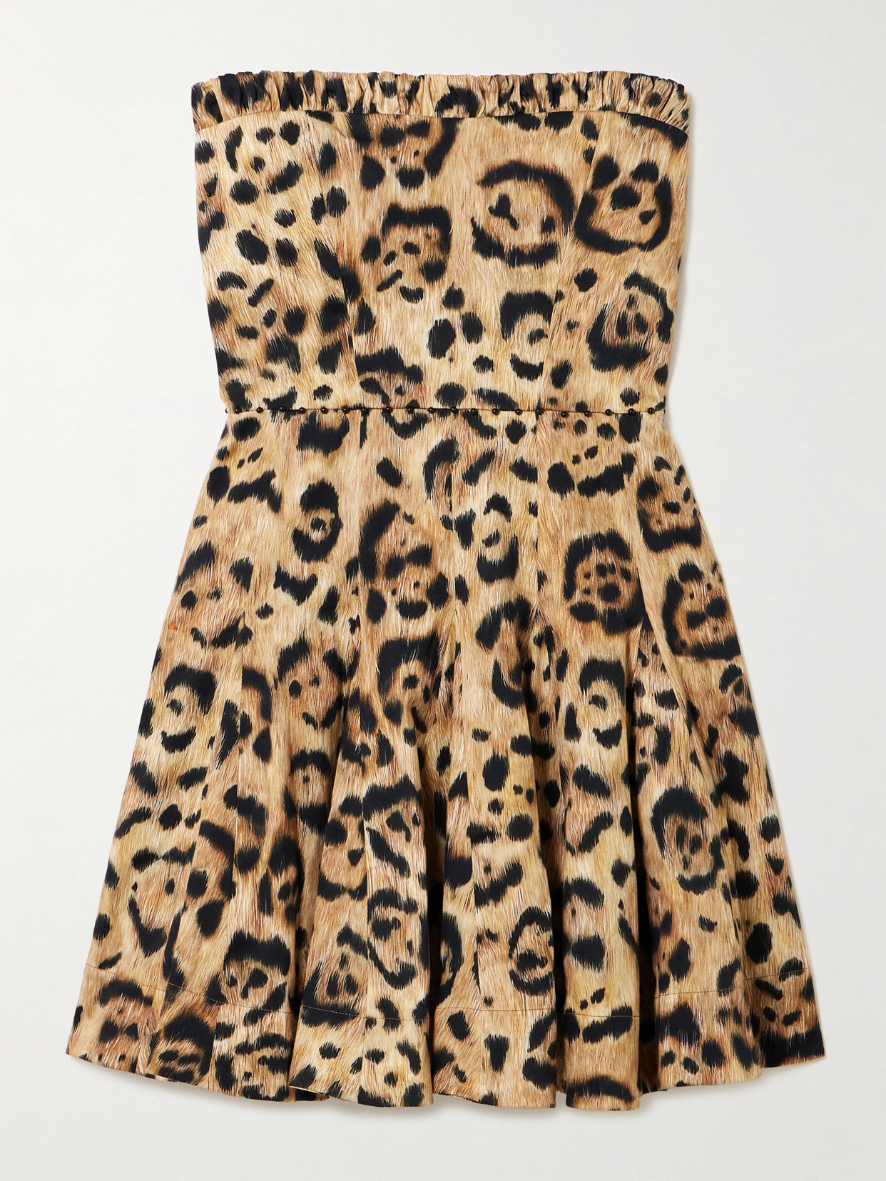Agua By Agua Bendita Caudal Strapless Embellished Leopard-print Cotton-blend Mini Dress In Multi