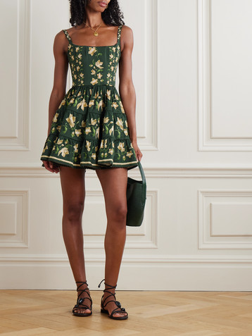 Agua by Agua Bendita Granadilla tiered floral-print cotton-blend mini dress