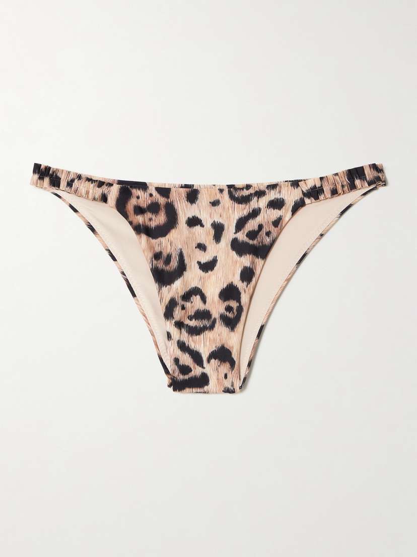 Agua by Agua Bendita Vera Ruffled Leopard-print Stretch Recycled Bikini Briefs