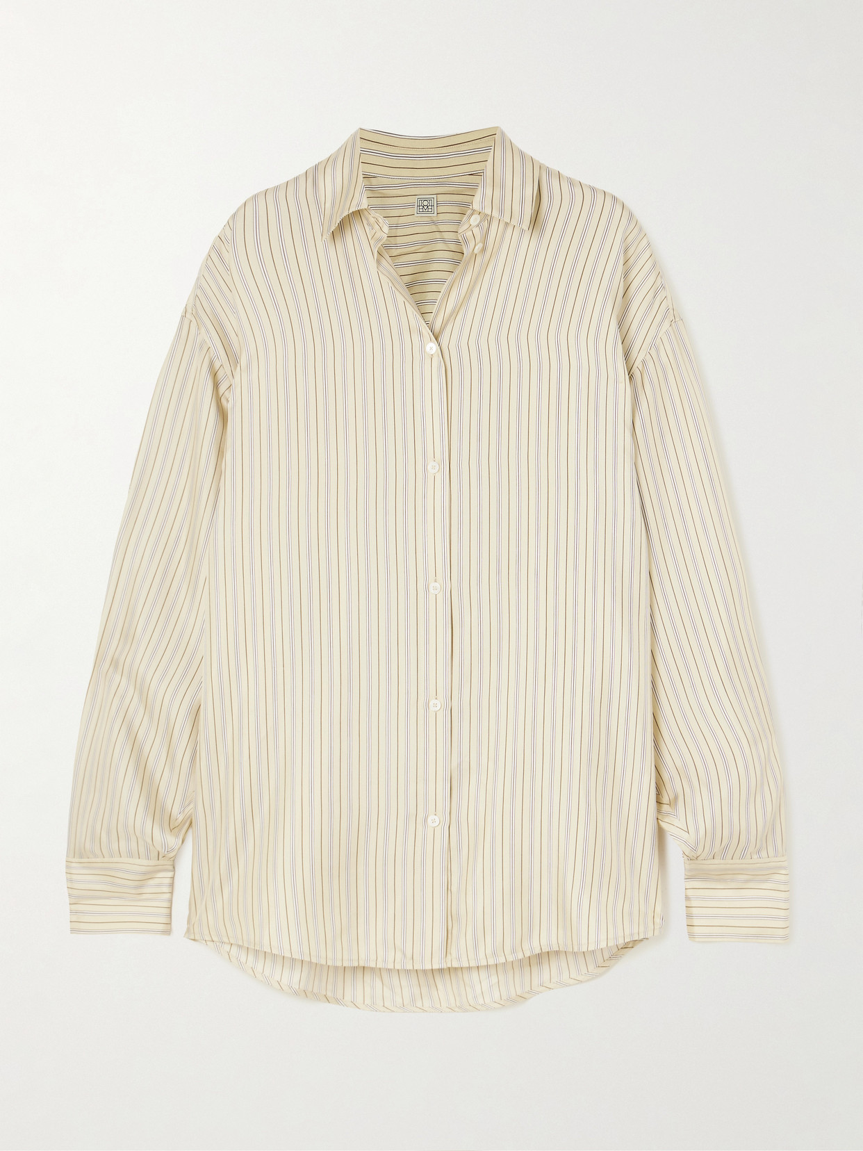 Totême Oversized Striped Silk Shirt In Neutral