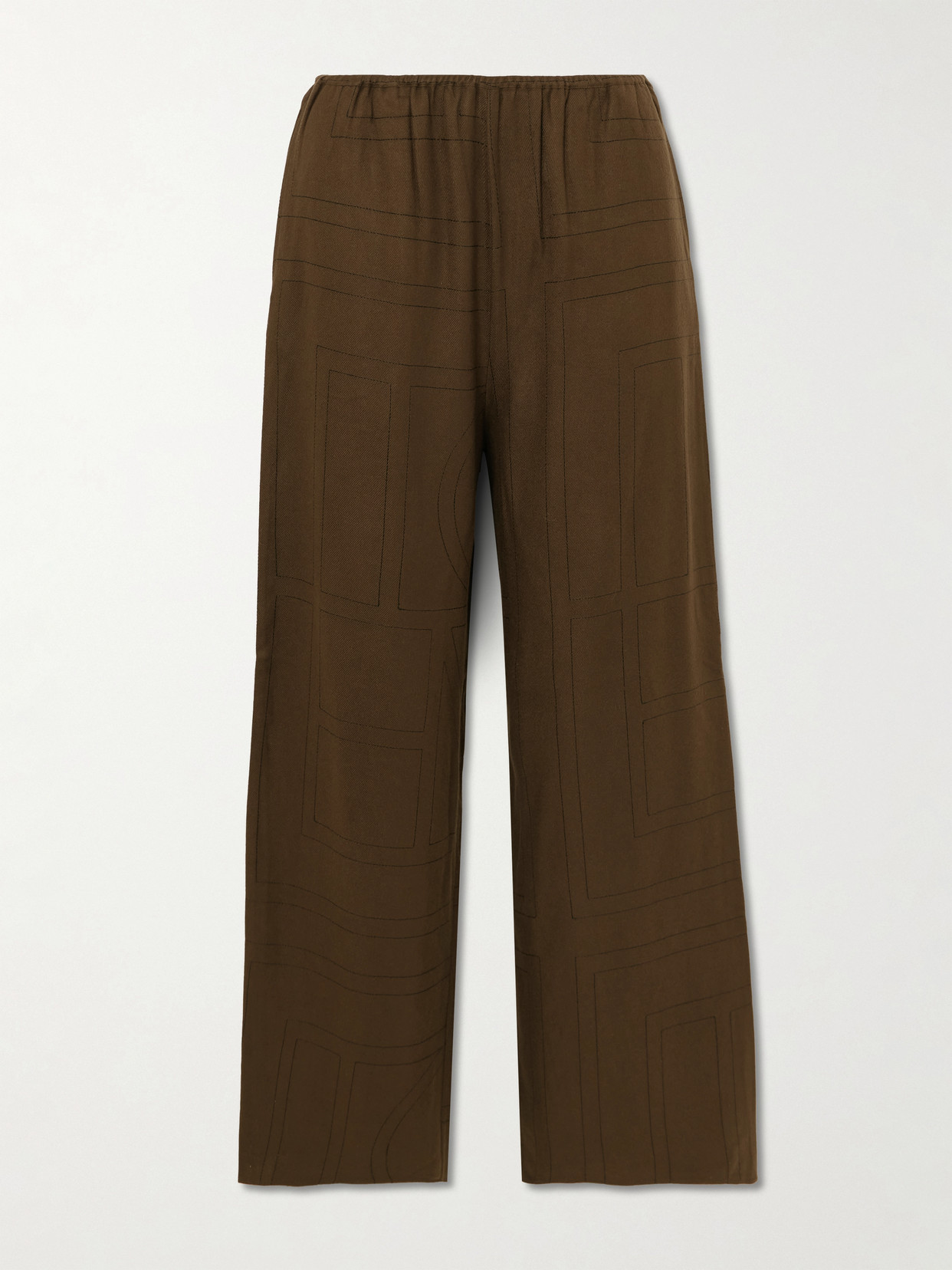 Totême Embroidered Tencel™ Lenzing™ Modal Pants In Brown